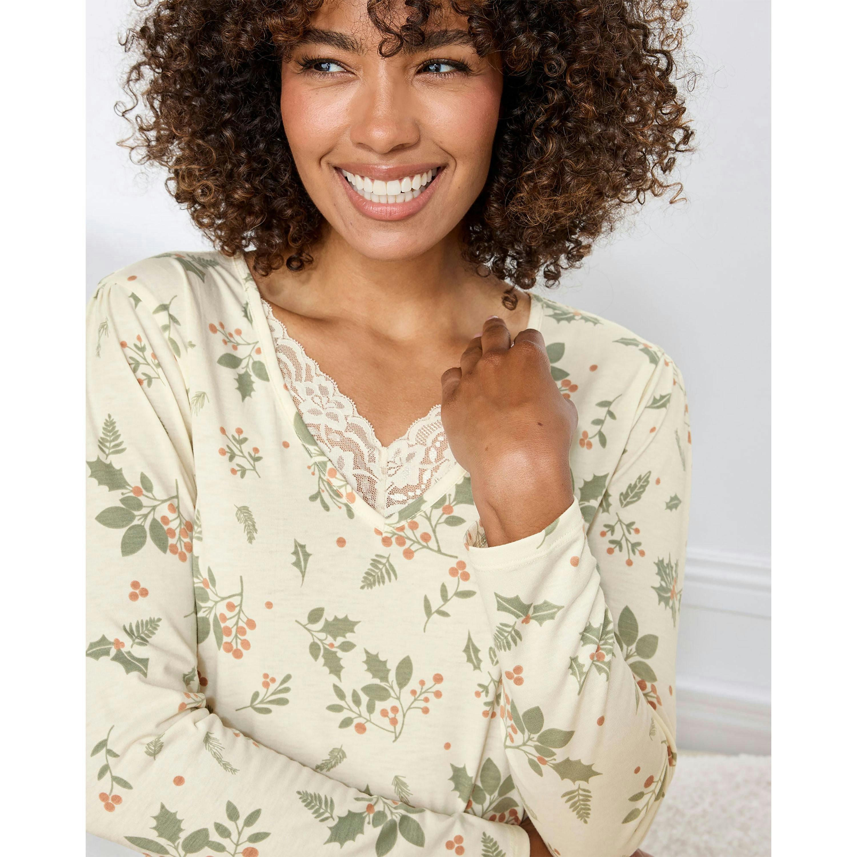 Cotton Traders Ladies Lace Trim PJ Set , view 3 of 3