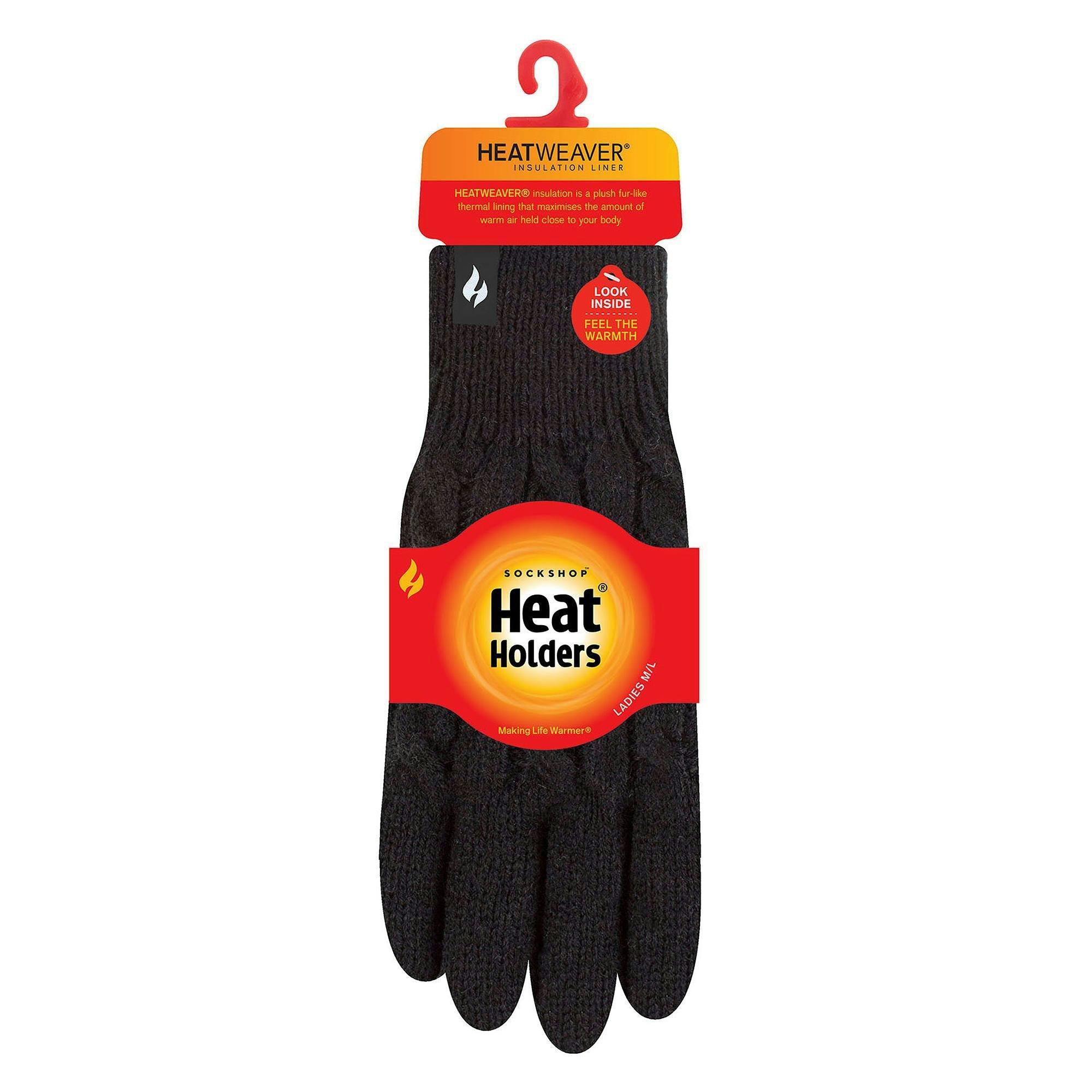 Ladies Cable Knit 2.3 Tog Fleece Lined Thermal Winter Gloves , view 2 of 5
