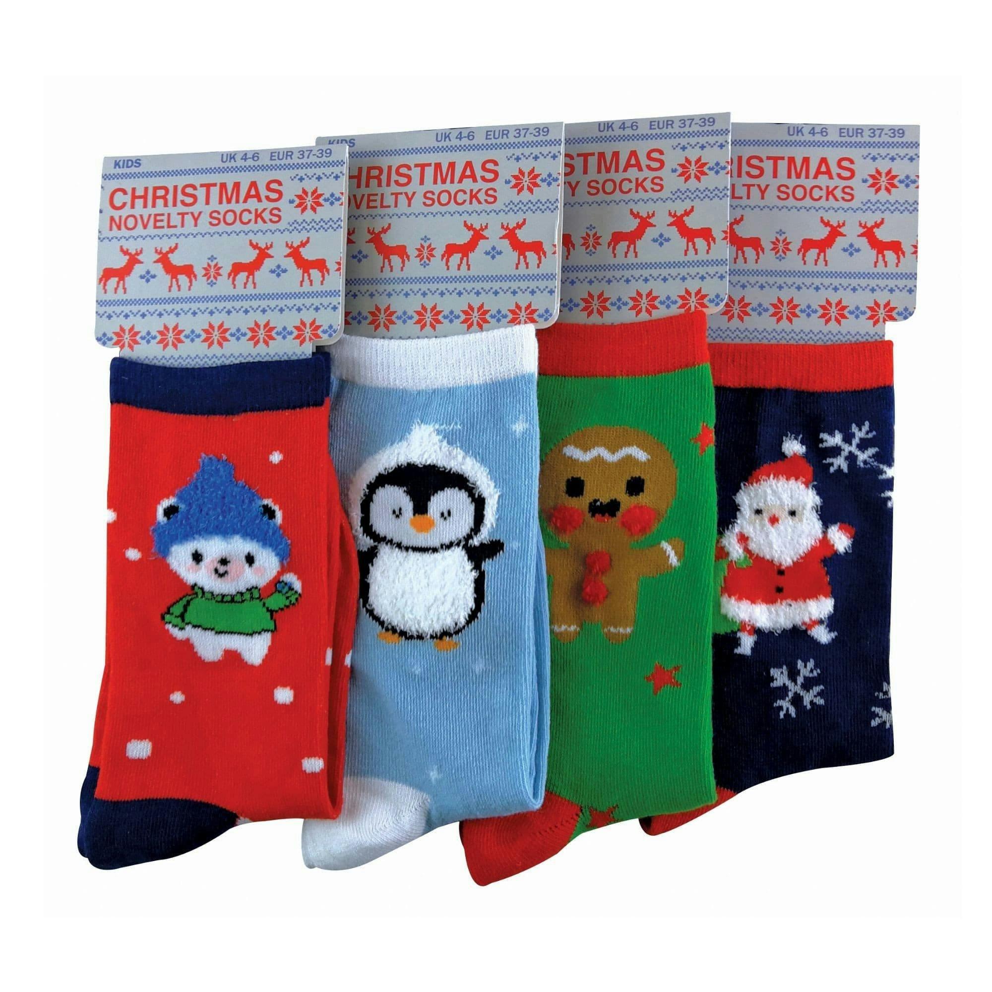 4 Pack Kids Christmas Novelty Socks | Boys & Girls Festive Santa Cotton Socks , view 2 of 5