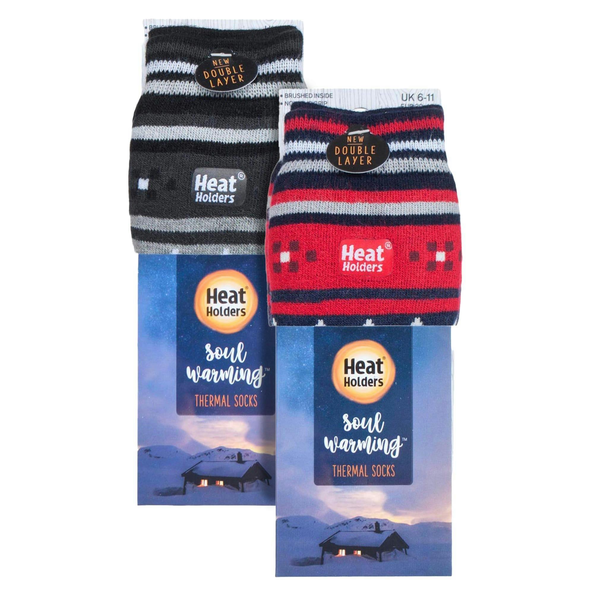 2 Pairs Mens Thermal Slipper Socks 2.6 TOG Non Slip Double Layer Warm Socks , view 2 of 5