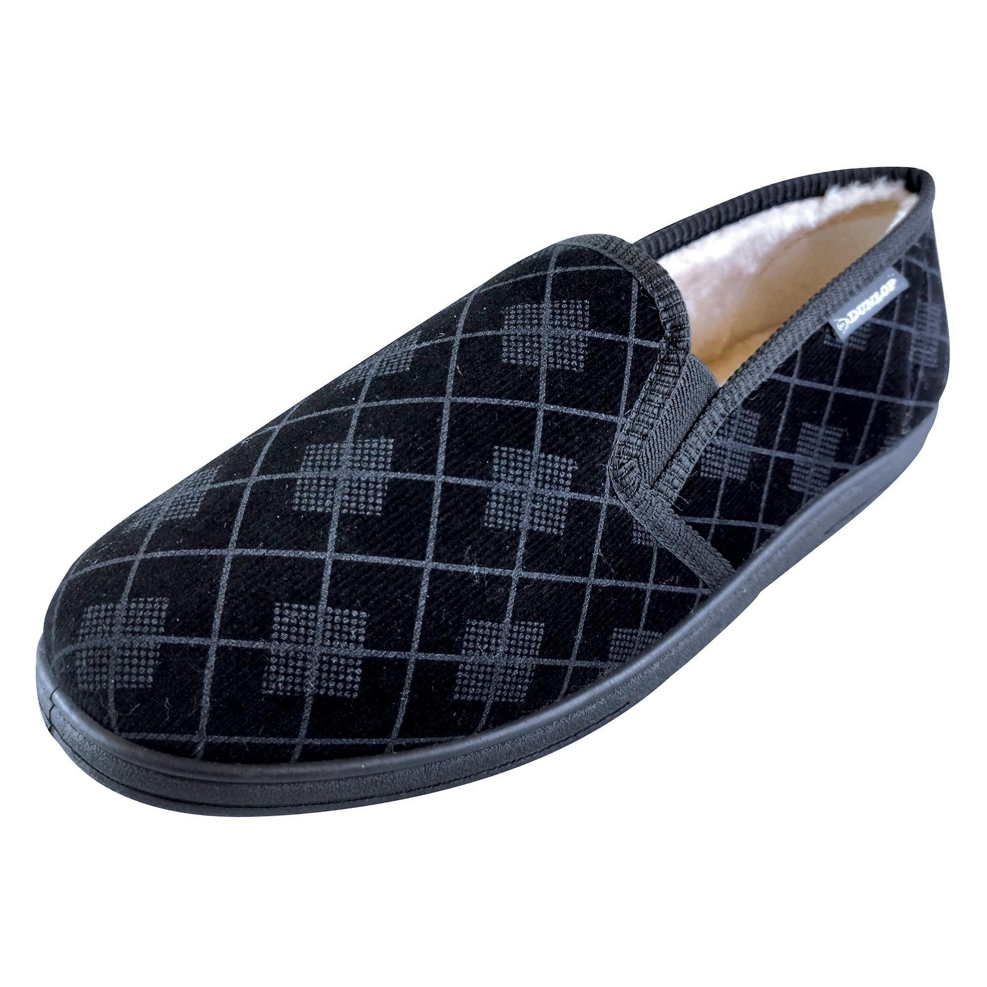 Mens Plush Fur Lined Memory Foam Plaid Checked Slippers , view 4 of 5