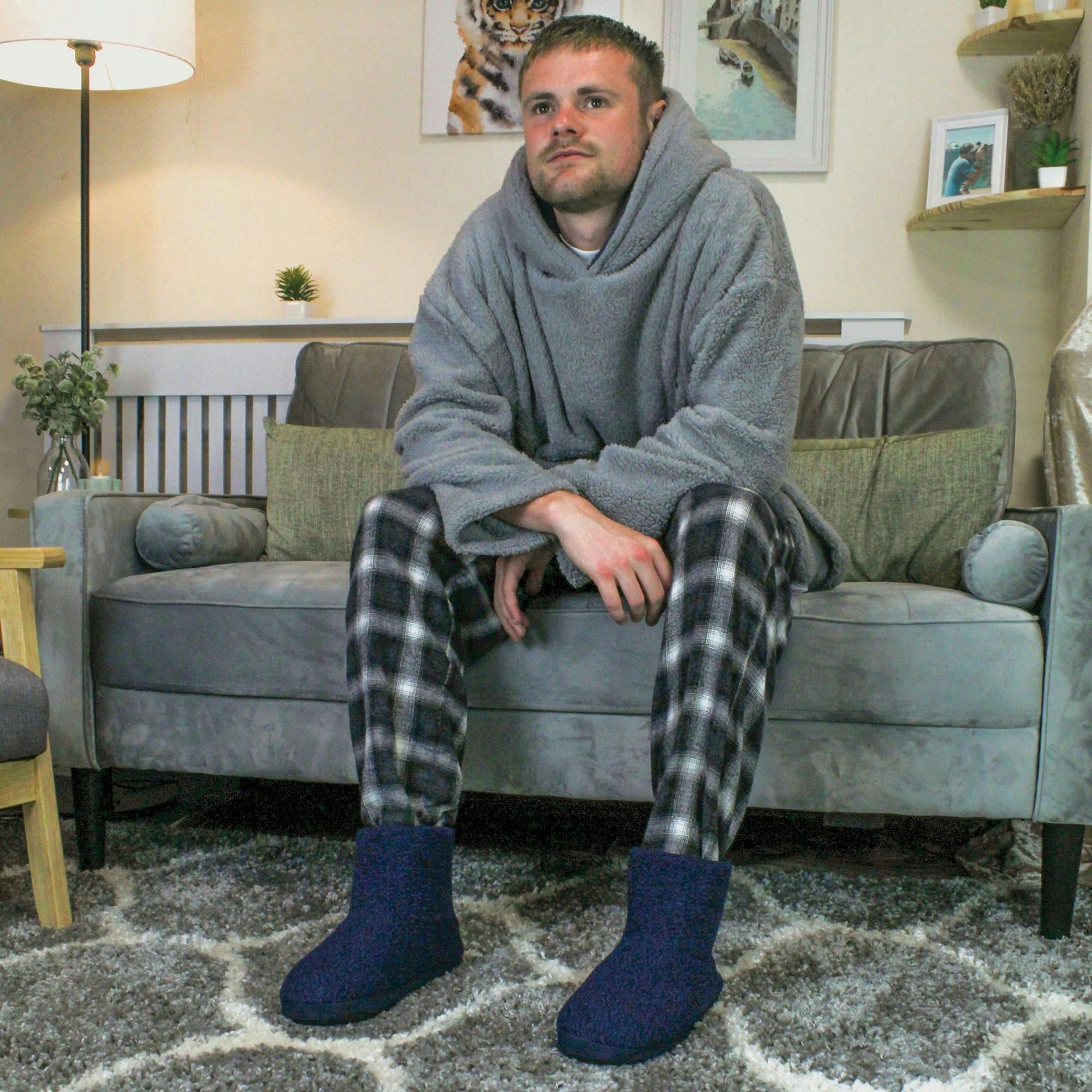 Mens Indoor Boot Slippers with Memory Foam , view 3 of 5
