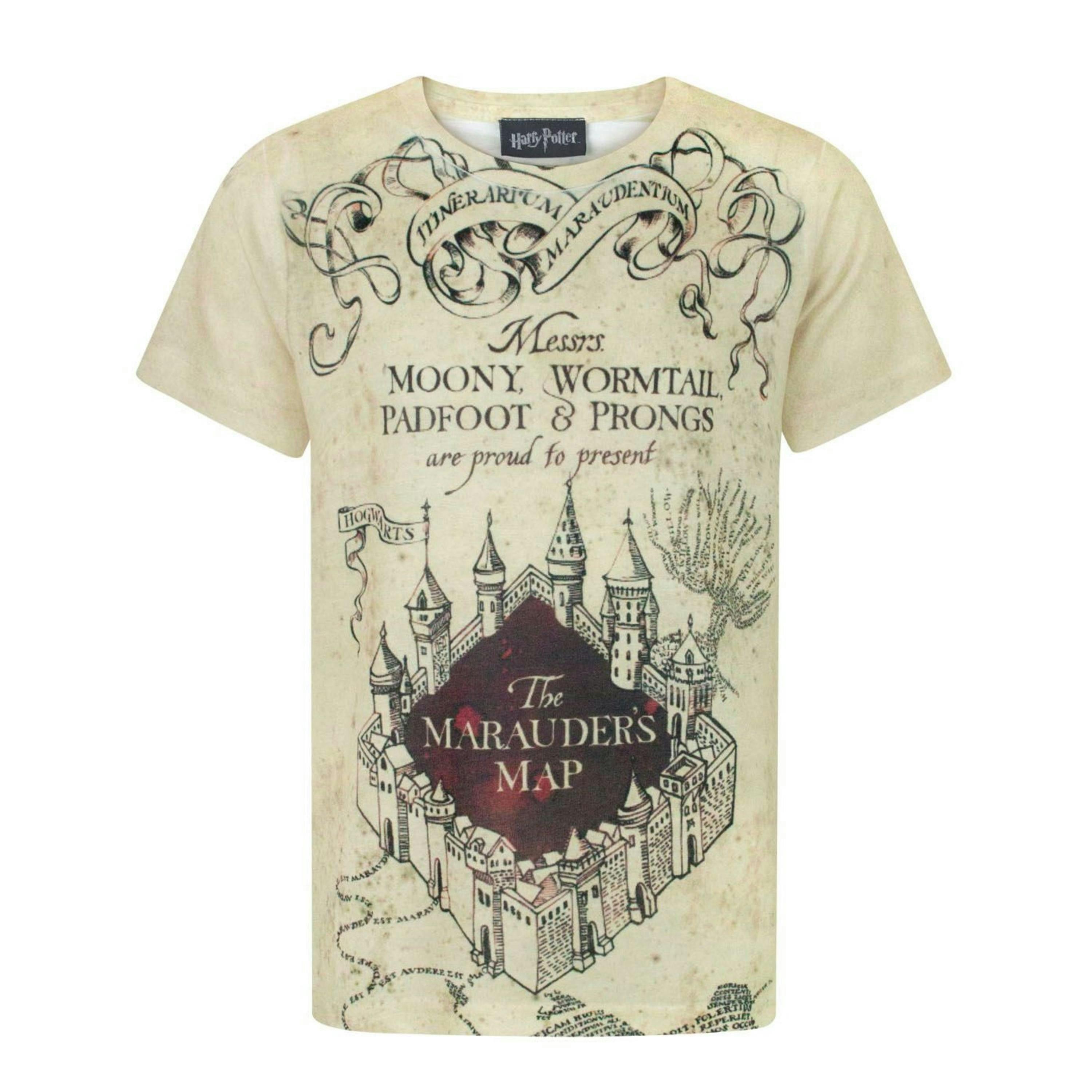 Harry Potter Boys White Marauders Map Graphic Short Sleeved T-Shirt by Vanilla Underground , view 1 of 1