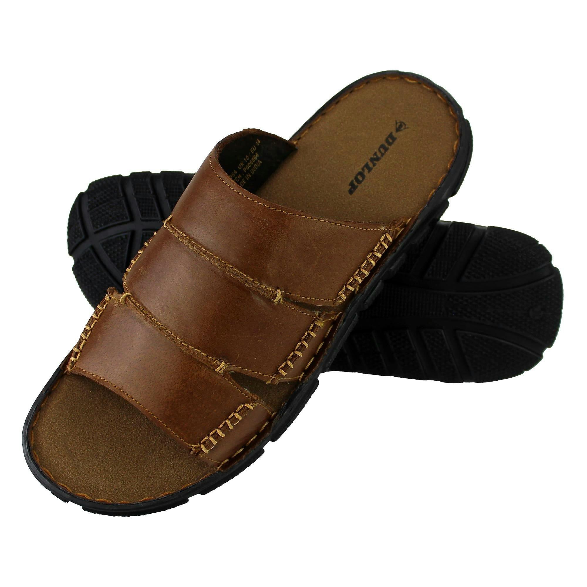 Mens Summer Beach Leather Slip On Slippers , view 2 of 5