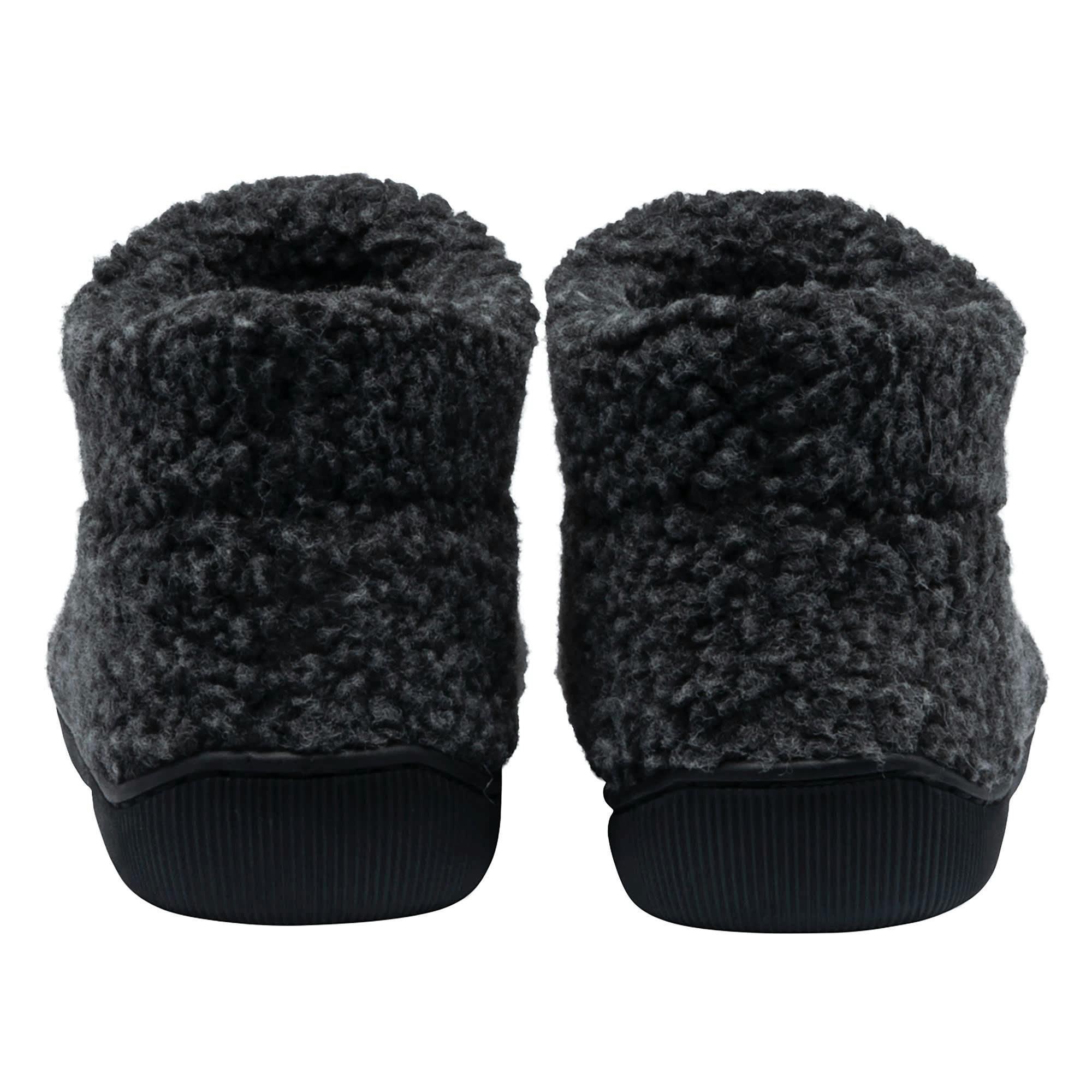Mens Teddy Fleece Bootie Slippers Charcoal Warm Plush UK 7-12 , view 2 of 5