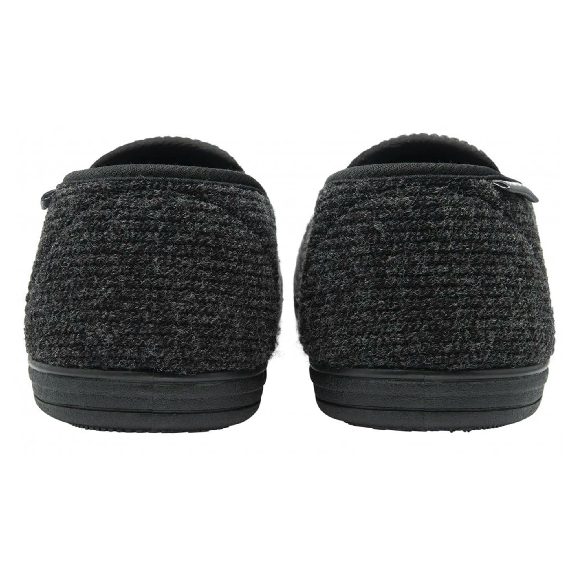 Mens Corduroy Memory Foam Full Slippers Black UK 7-12 , view 2 of 5