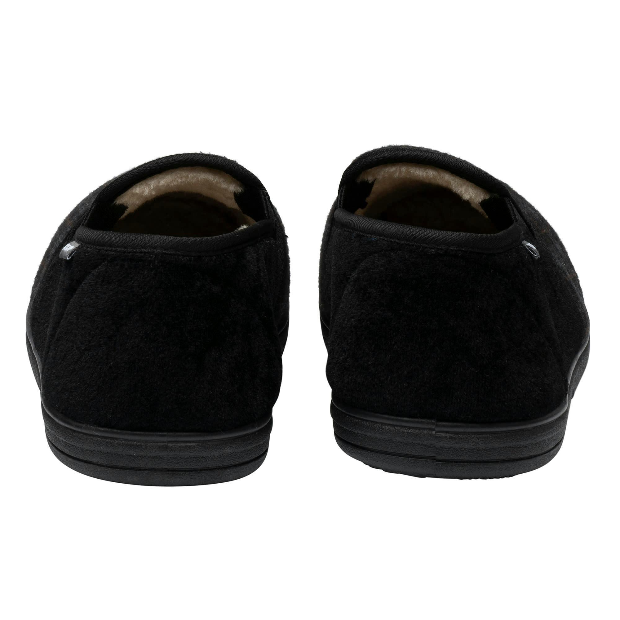 Mens Checked Full Slippers Black Charcoal Cushioned UK 7-12 , view 2 of 5