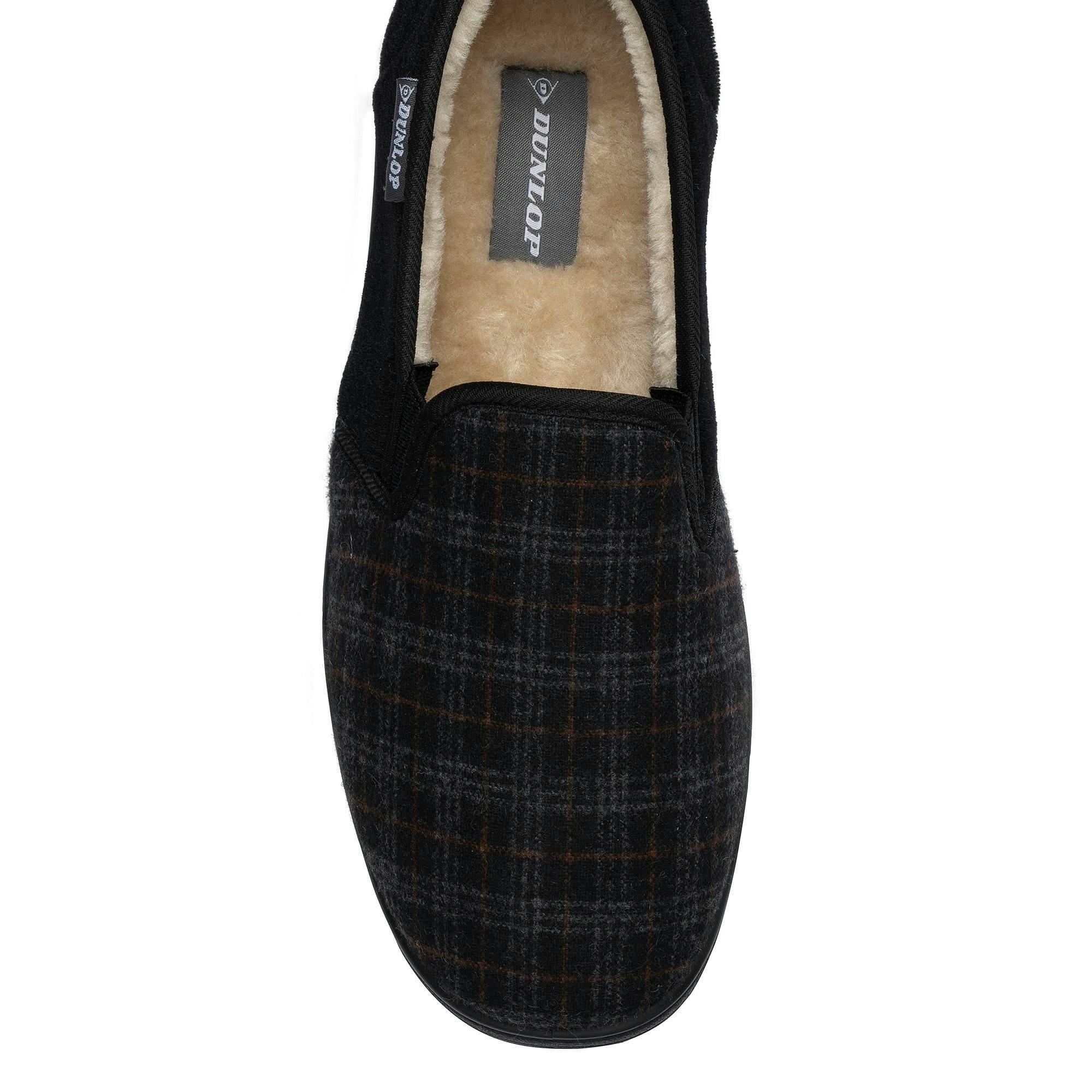 Mens Checked Full Slippers Black Charcoal Cushioned UK 7-12 , view 3 of 5