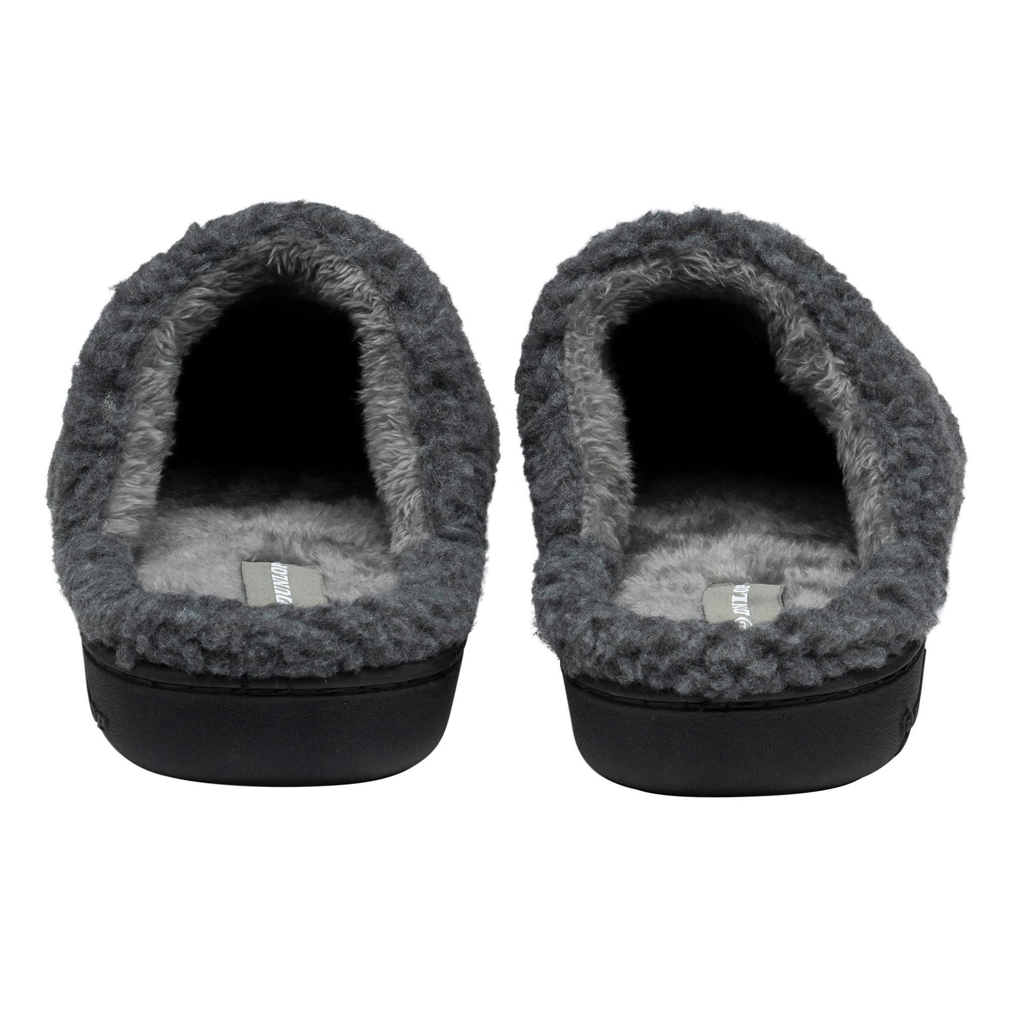 Mens Teddy Fleece Mule Slippers Charcoal Open Back UK 7-13 , view 2 of 5