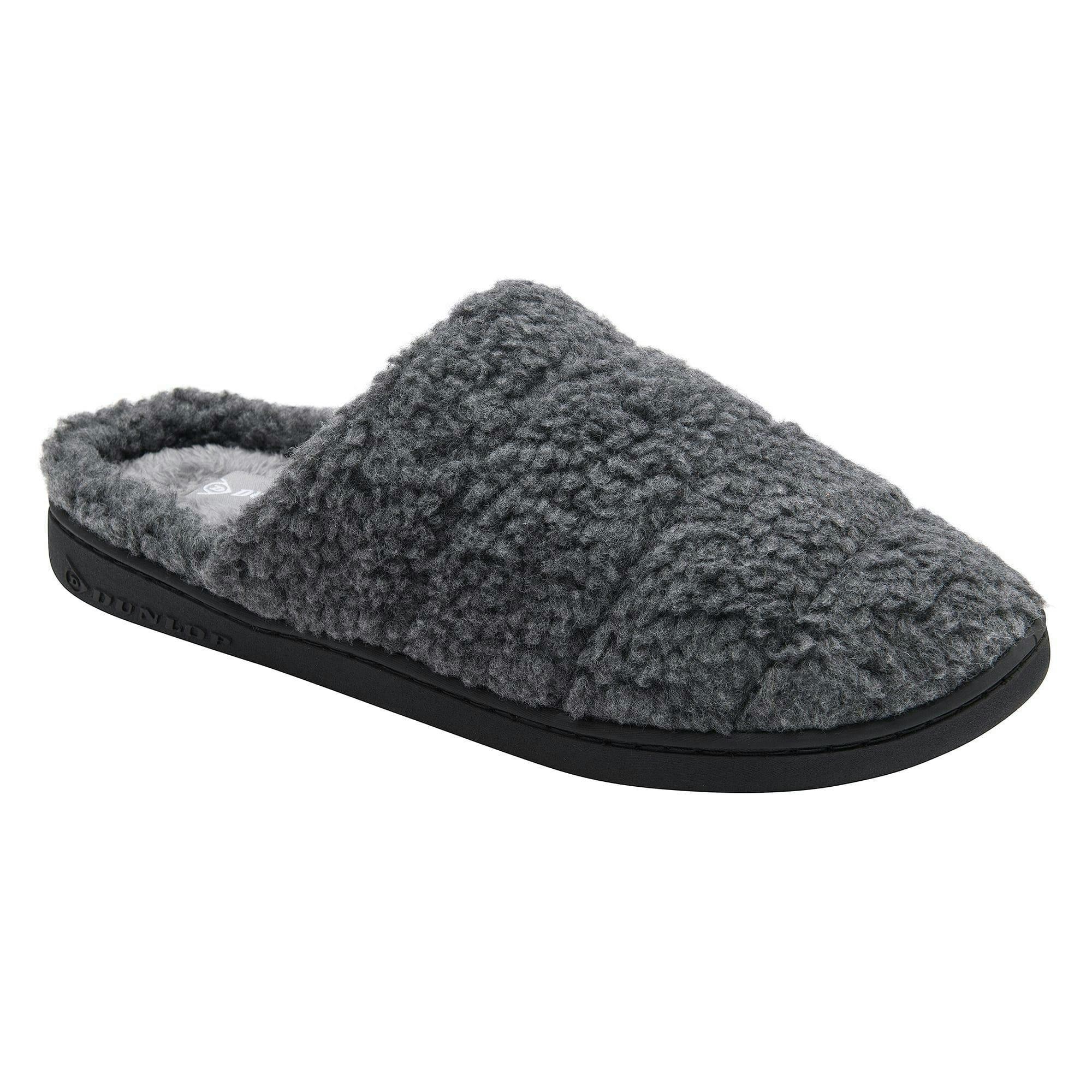 Mens Teddy Fleece Mule Slippers Charcoal Open Back UK 7-13 , view 4 of 5