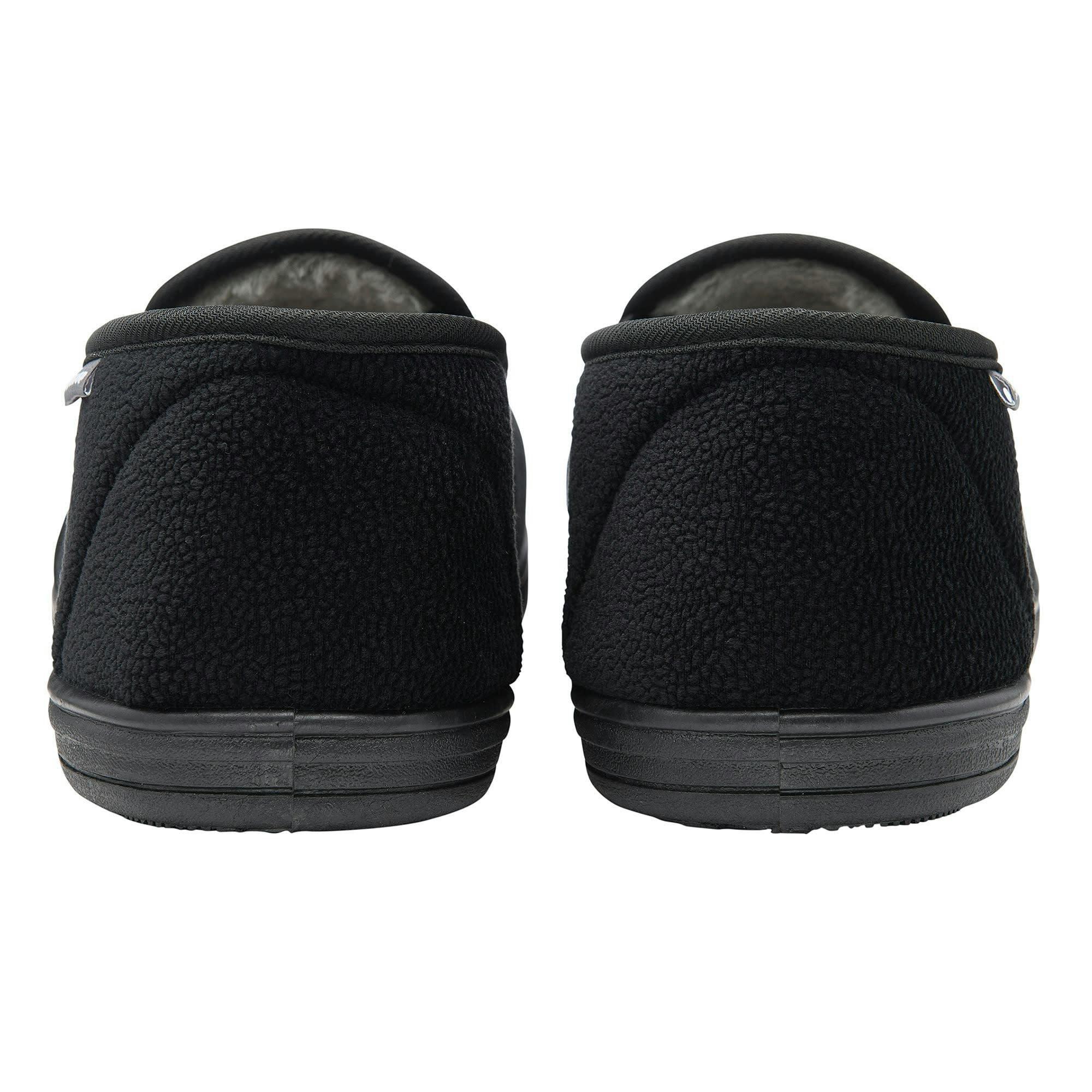 Mens Textured Full Slippers Black Closed Back Cushioned UK 6-13 , view 2 of 5