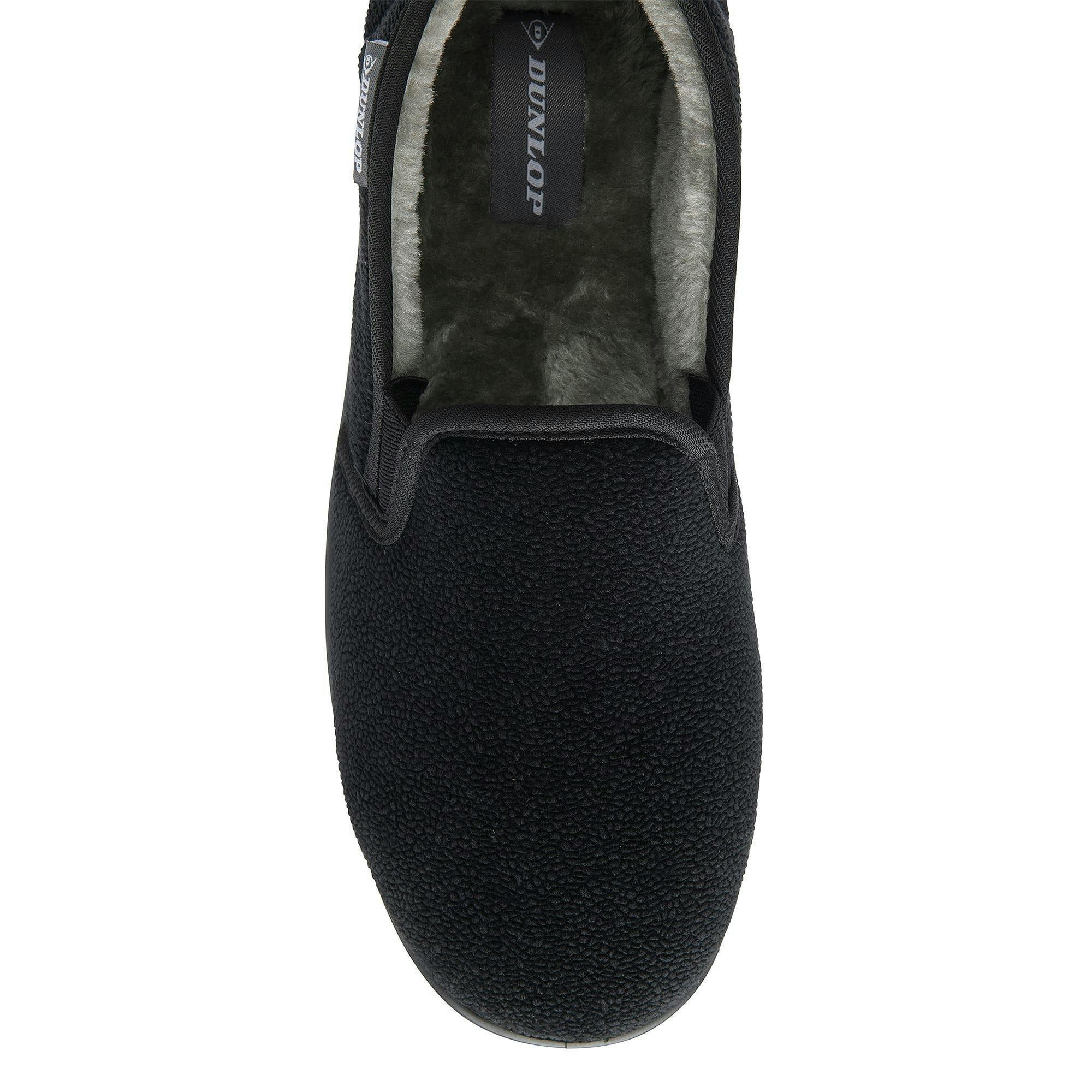 Mens Textured Full Slippers Black Closed Back Cushioned UK 6-13 , view 3 of 5