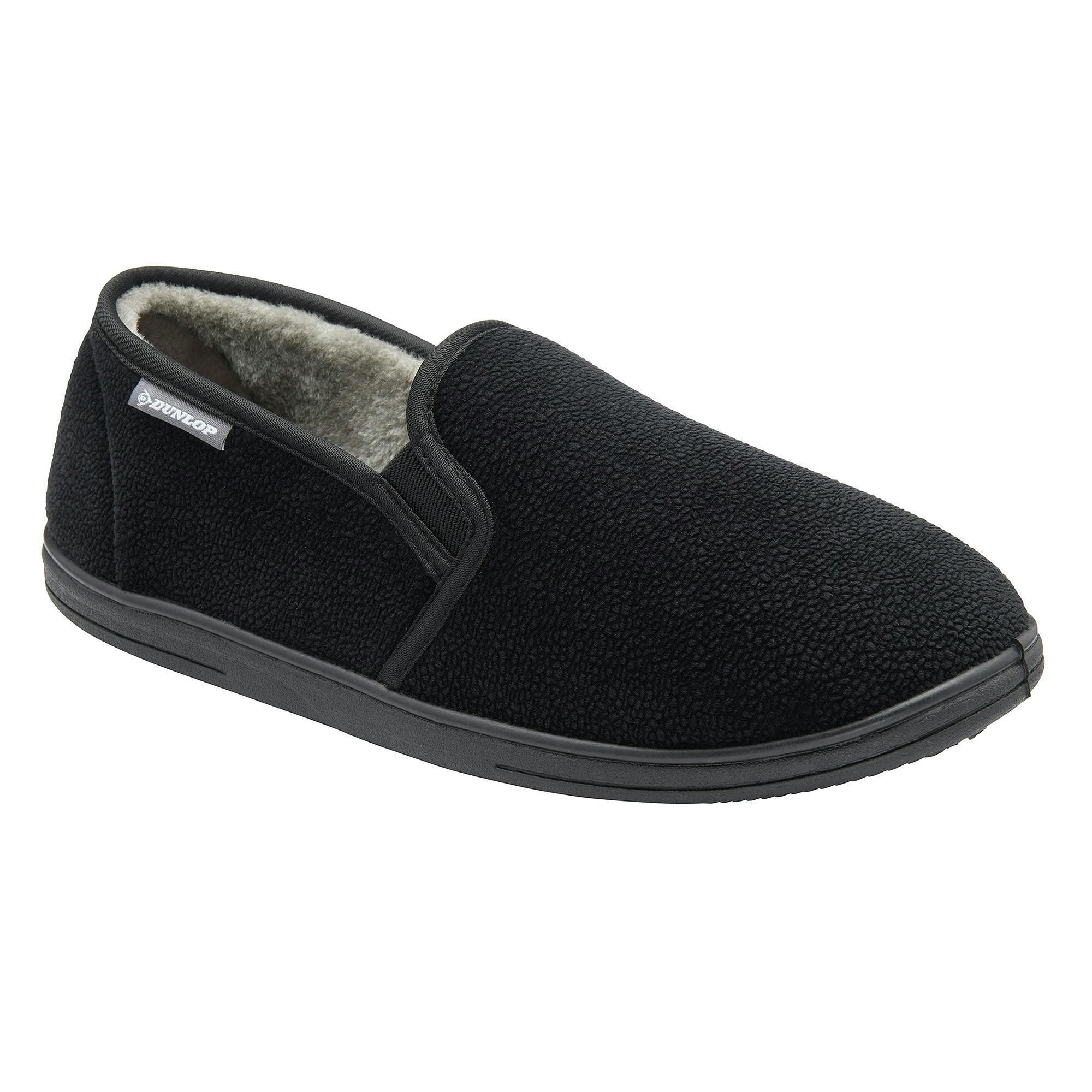 Mens Textured Full Slippers Black Closed Back Cushioned UK 6-13 , view 4 of 5