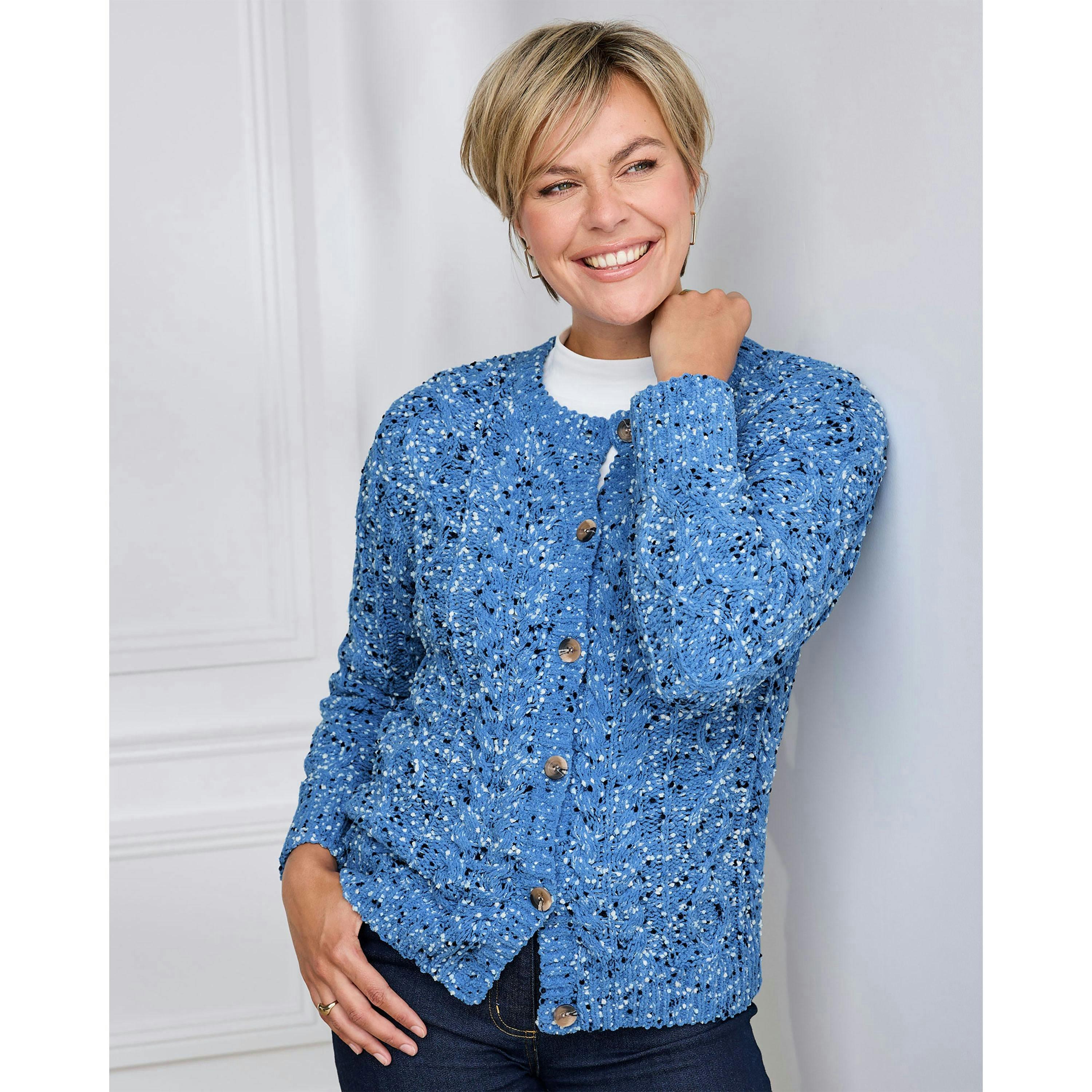 Cotton Traders Chenille Crew Neck Cardigan , view 2 of 3