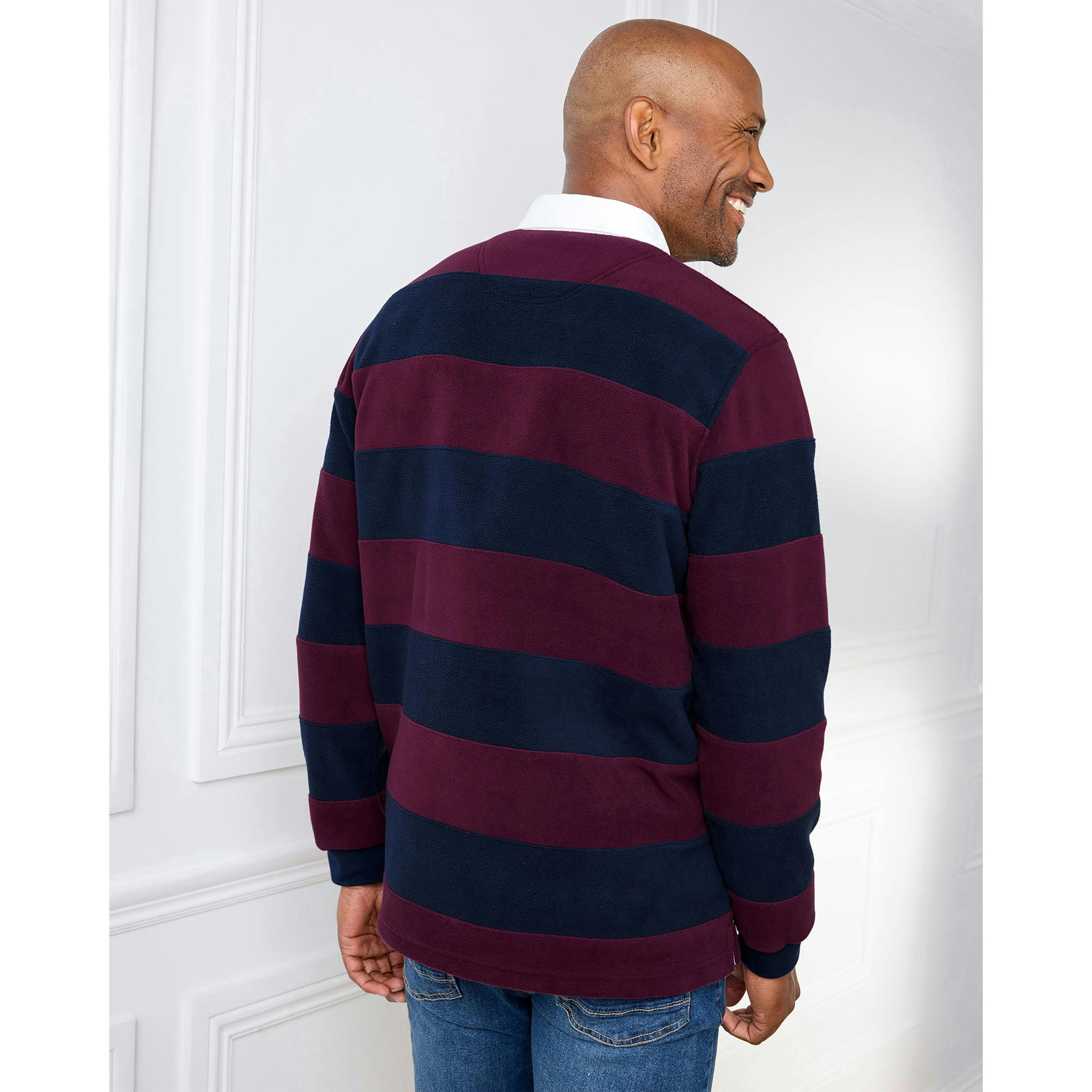 Cotton Traders Hooped Fleece Rugby Shirt , view 3 of 3
