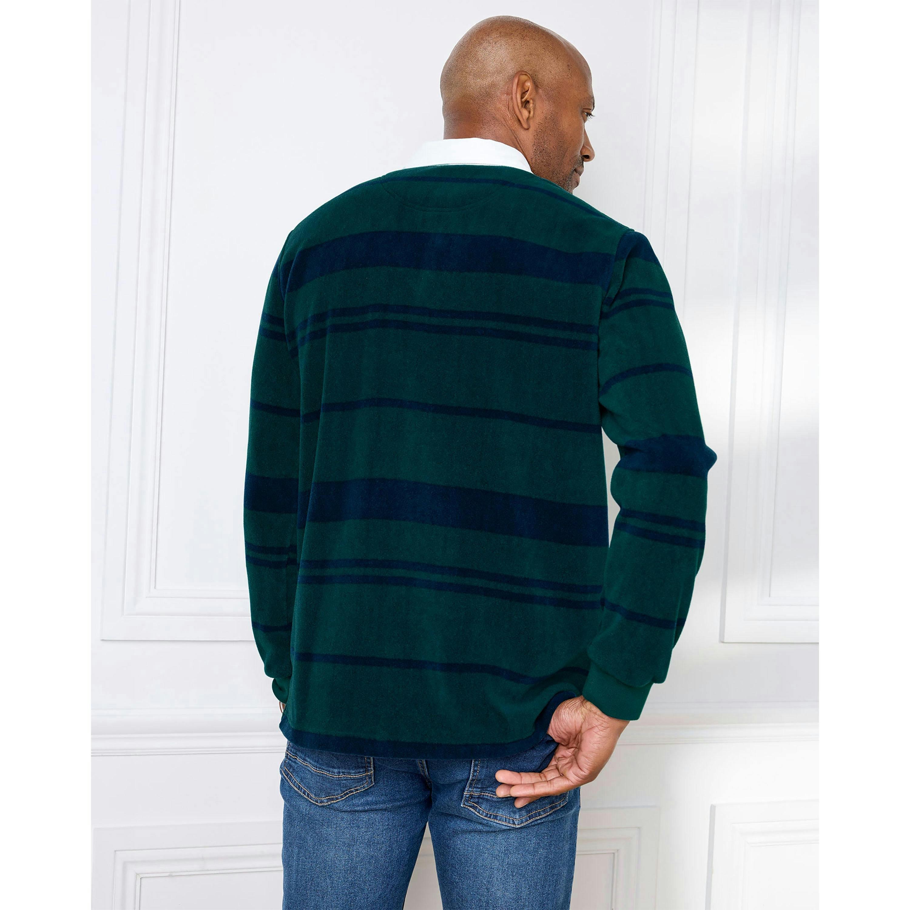 Cotton Traders Striped Fleece Rugby Shirt , view 3 of 3