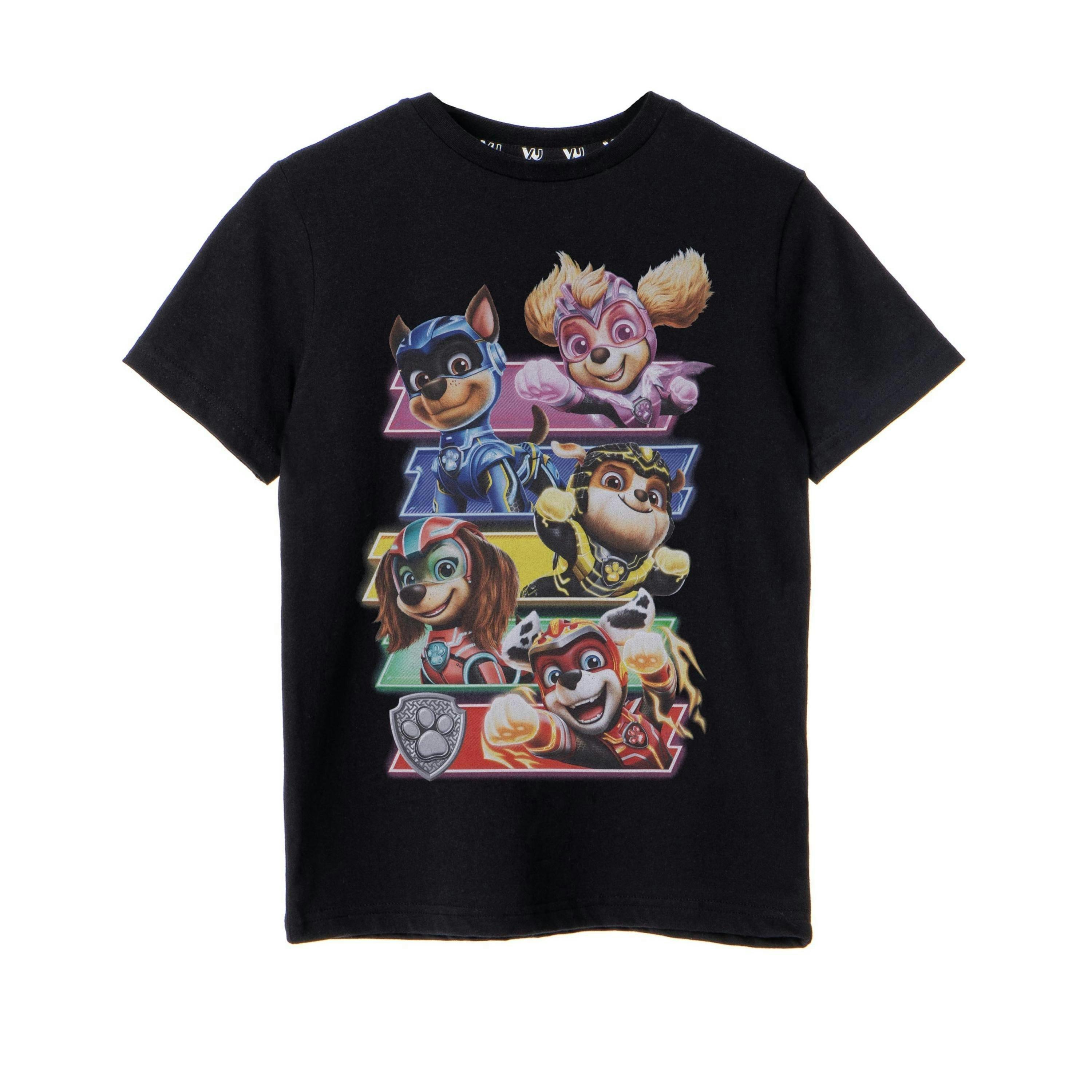 Paw Patrol Unisex Kids Black Mighty Movie Logo Short Sleeved T-Shirt by Vanilla Underground , view 1 of 1