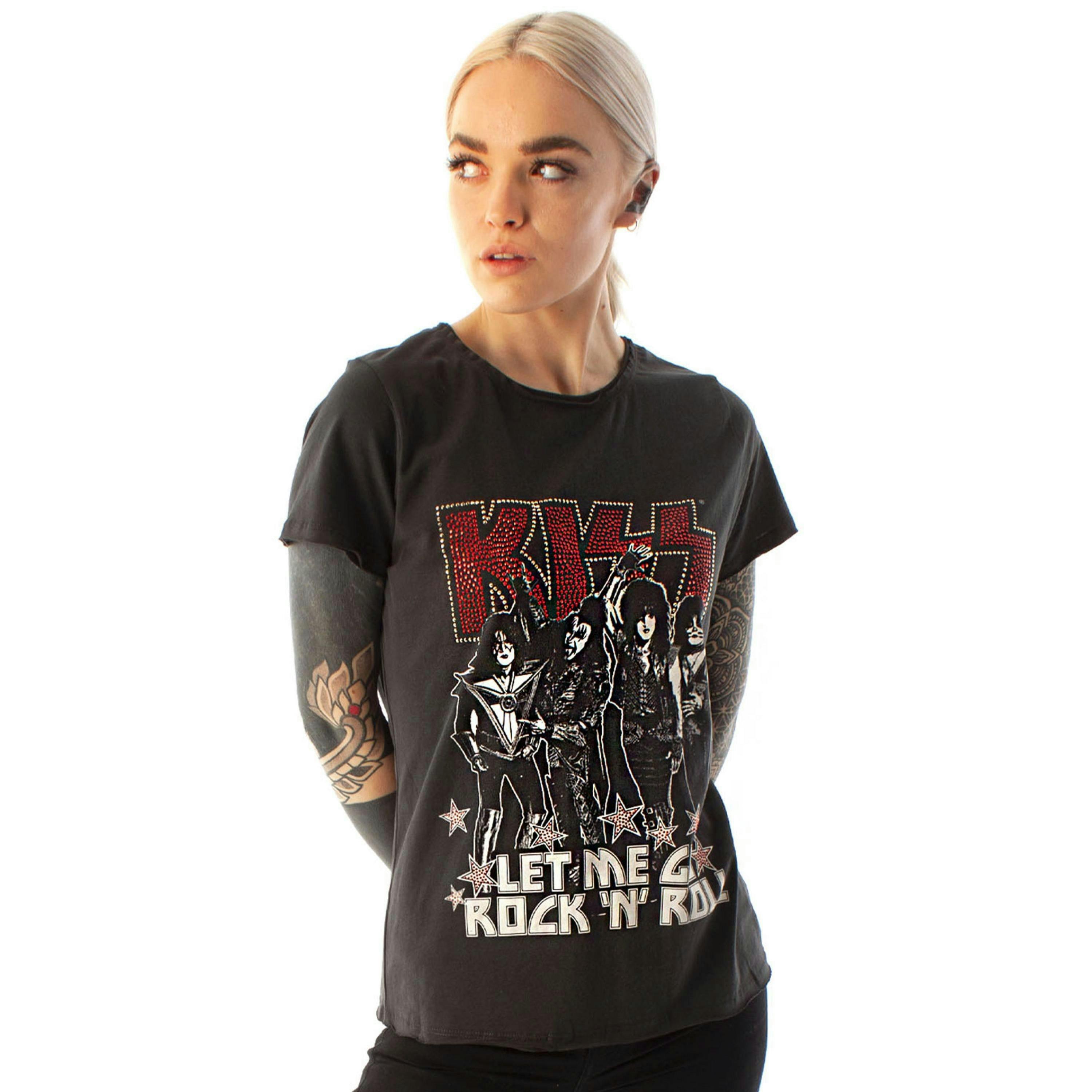 Amplified Clothing Womens Grey Kiss Short Sleeved T-Shirt by Vanilla Underground , view 1 of 1
