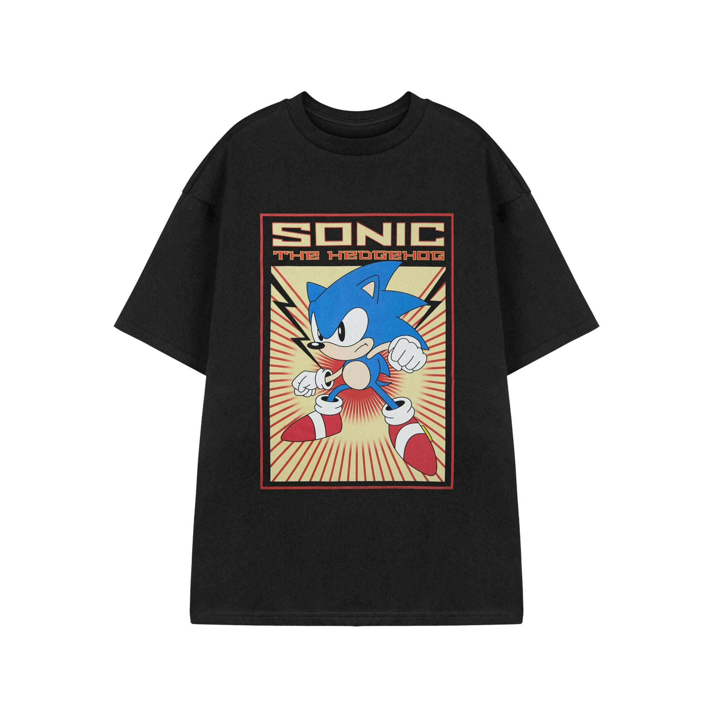 Sonic the Hedgehog Mens Black Sonic Short Sleeved T-Shirt by Vanilla Underground , view 1 of 1