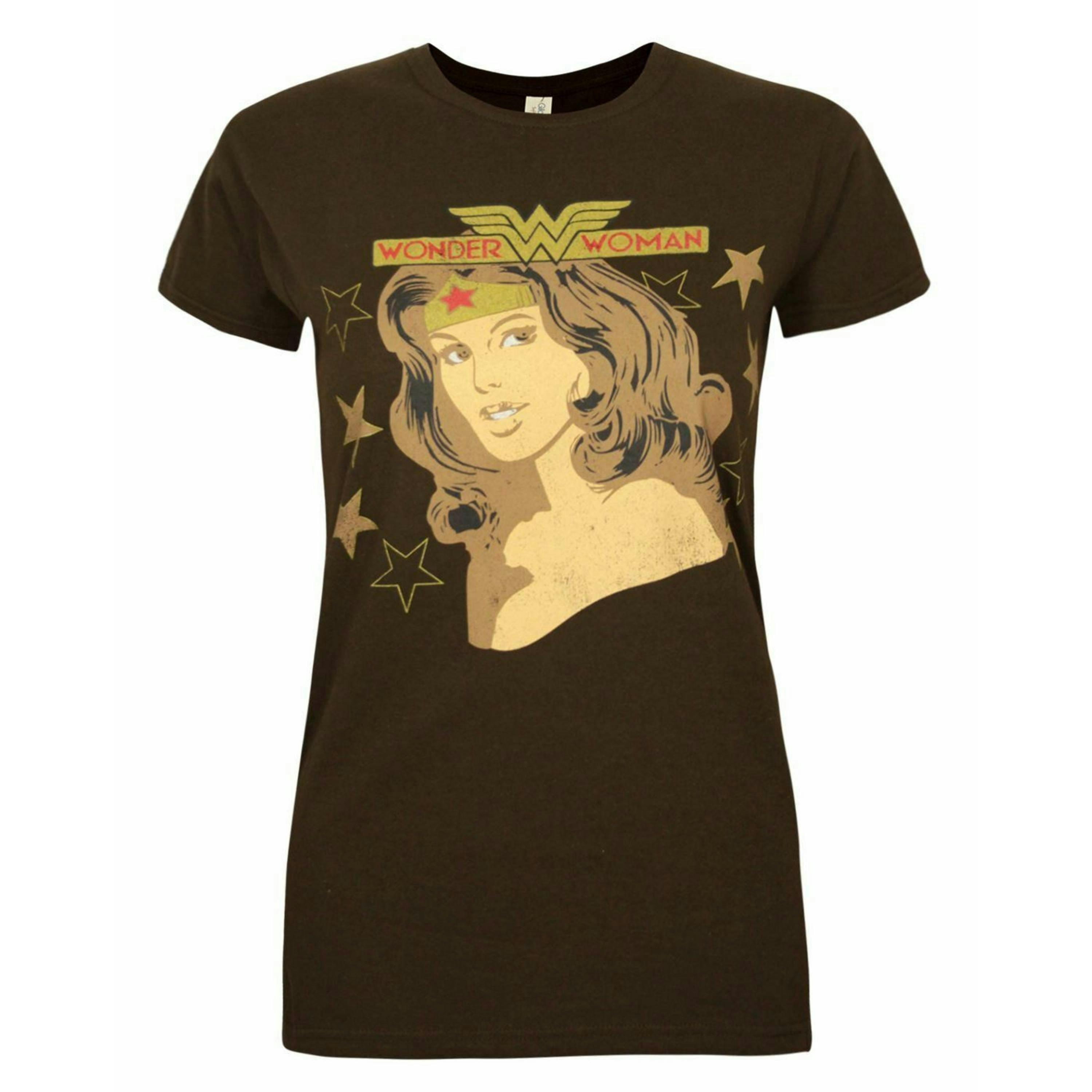 DC Comics Womens Brown Wonder Woman Short Sleeved T-Shirt by Vanilla Underground , view 1 of 1