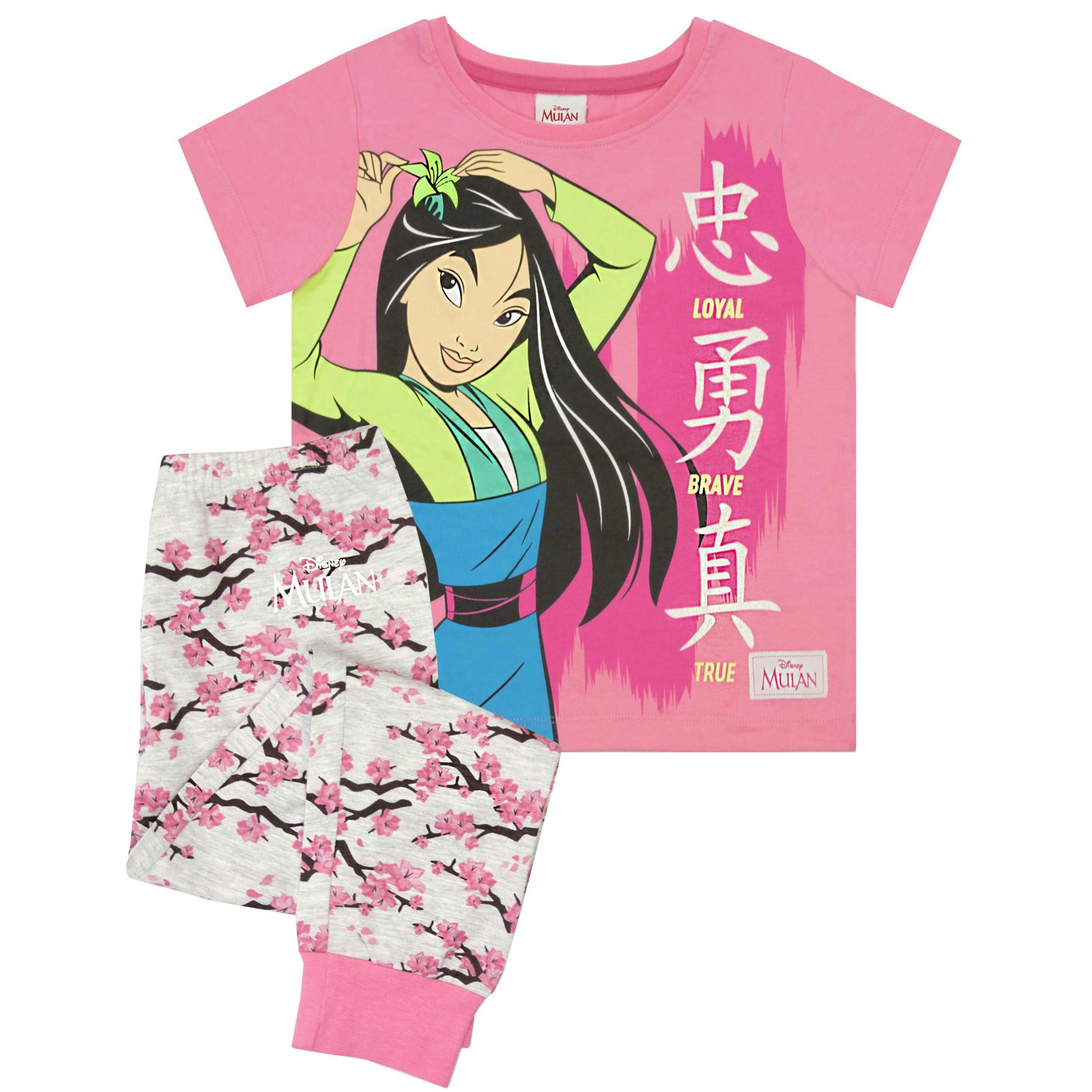 Disney Girls Pink Mulan Short Sleeve Long Leg Pyjama Set by Vanilla Underground , view 1 of 1
