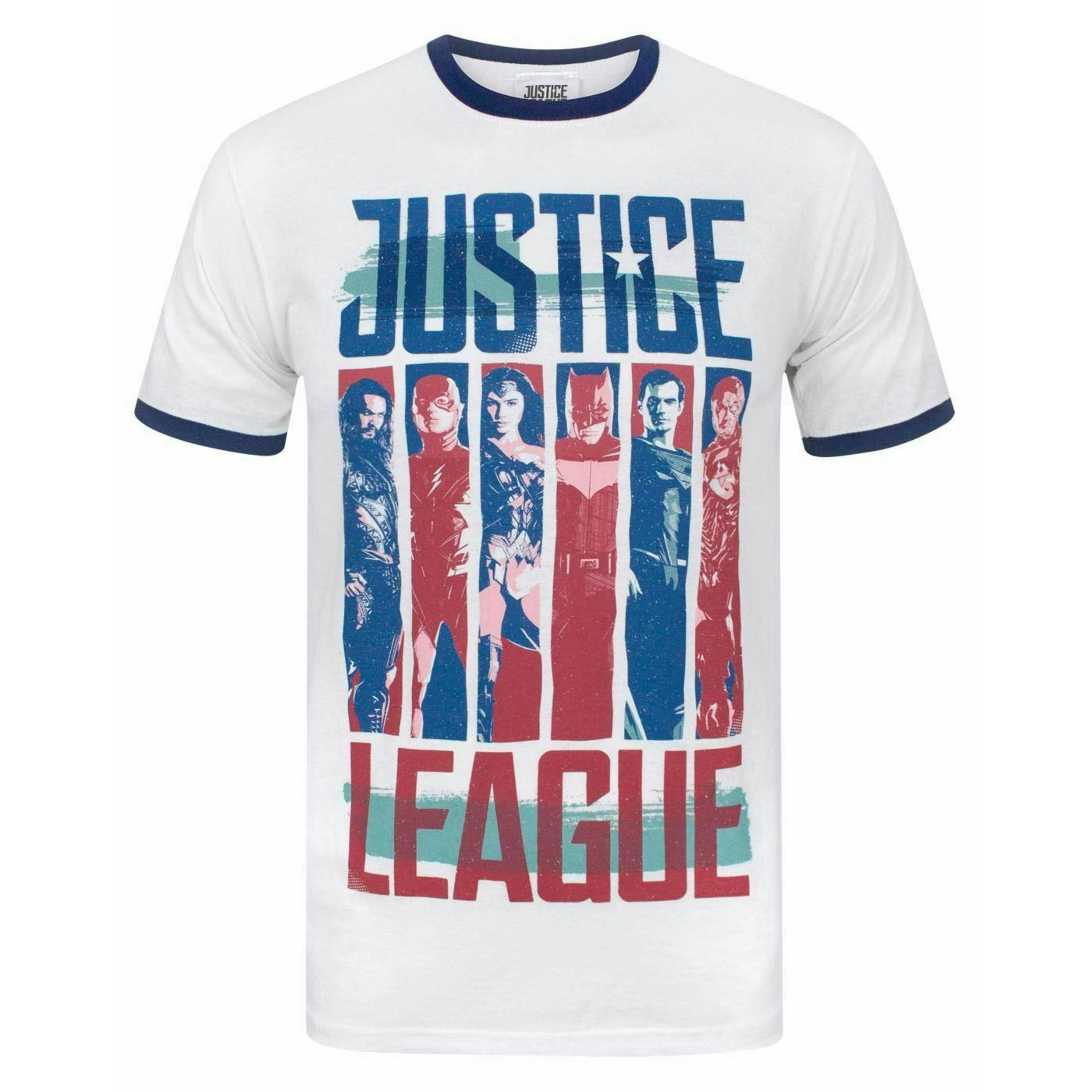 DC Comics Mens White Justice League Short Sleeved T-Shirt by Vanilla Underground , view 1 of 1