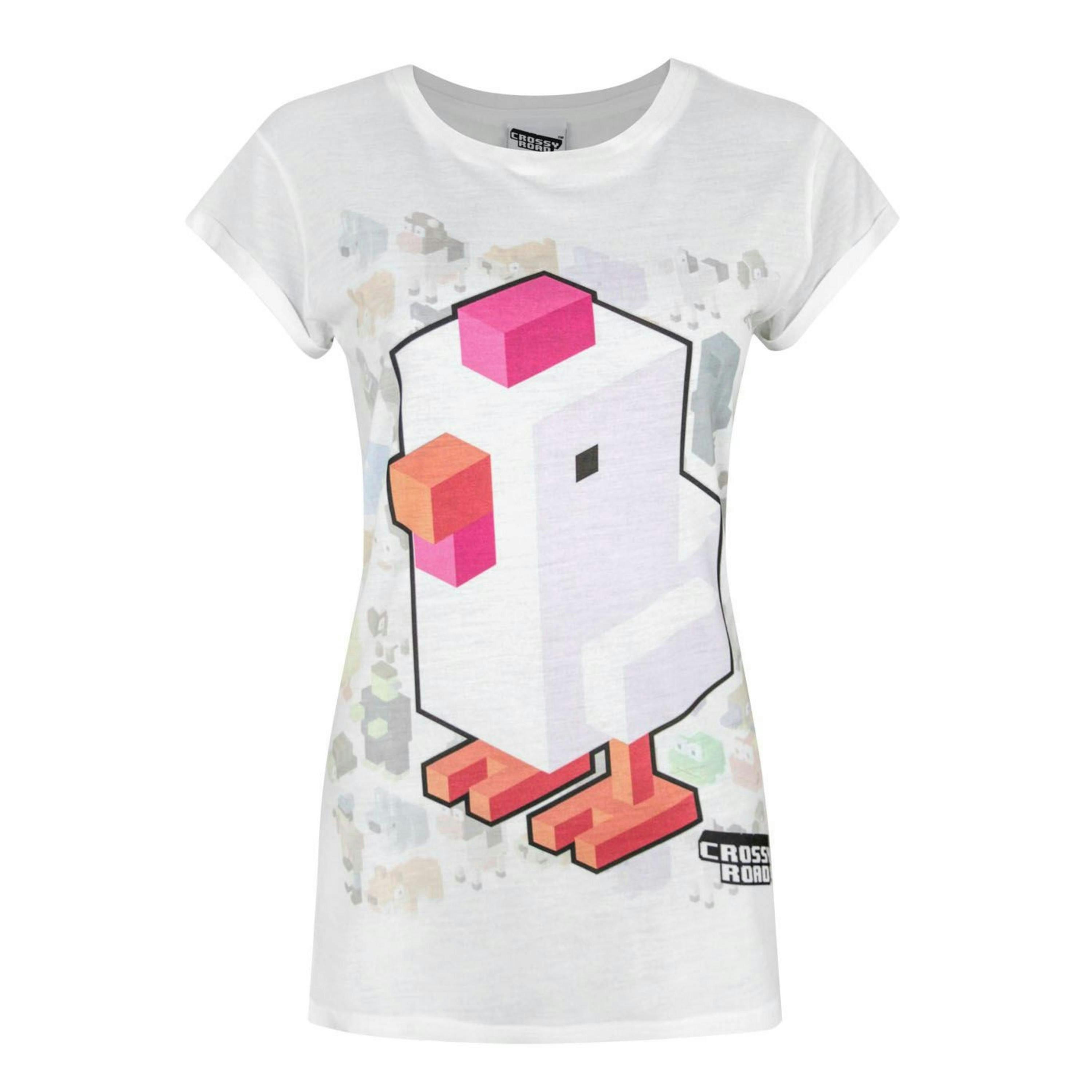 Crossy Road Womens White Sublimation Short Sleeved T-Shirt by Vanilla Underground , view 1 of 1