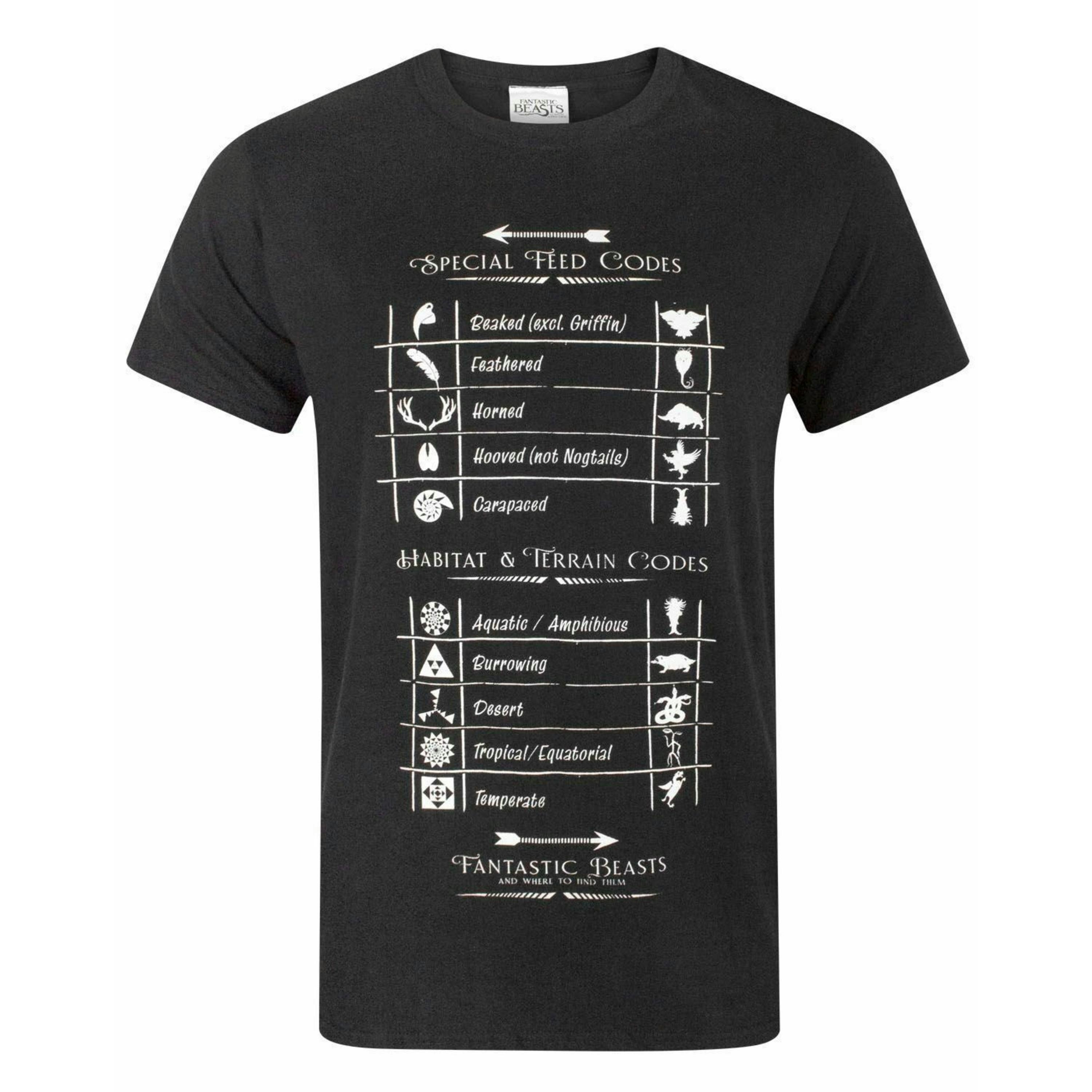 Fantastic Beasts And Where To Find Them Mens Black Special Feed Codes Short Sleeved T-Shirt by Vanilla Underground , view 1 of 1
