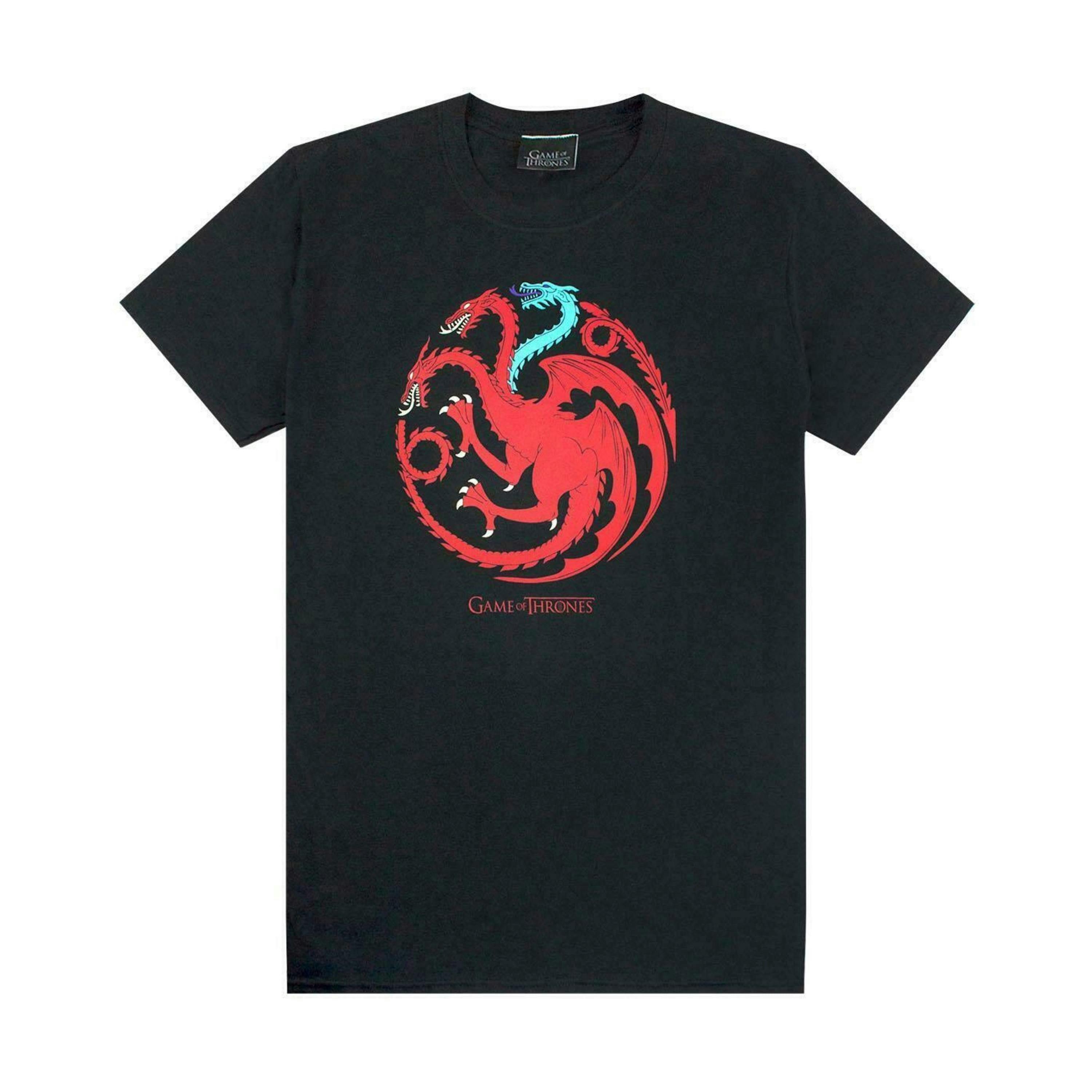 Game of Thrones Mens Black Ice And Fire Dragons Graphic Short Sleeved T-Shirt by Vanilla Underground , view 1 of 1