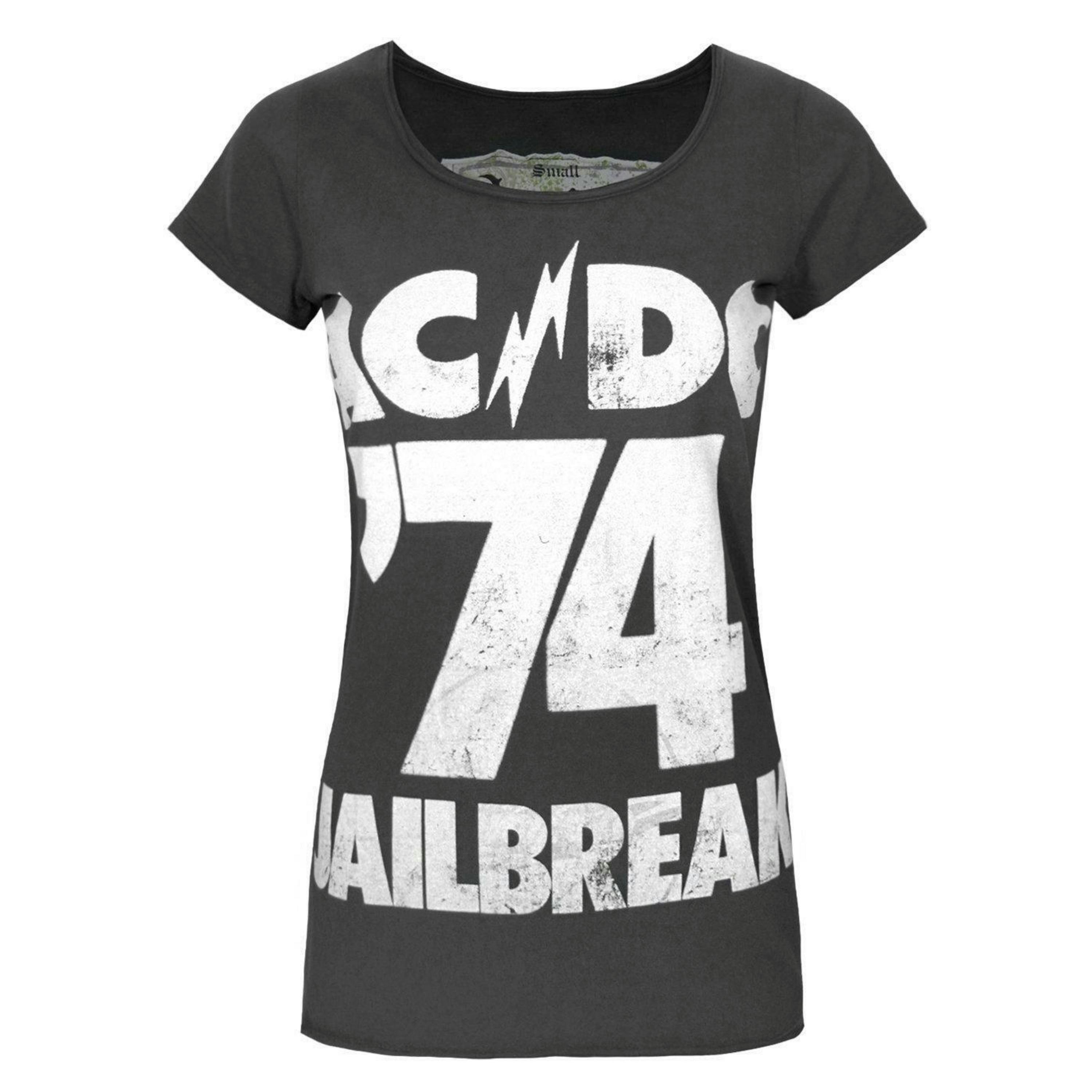 Amplified Clothing Womens Grey Ac/Dc Jailbreak '74 Short Sleeved T-Shirt by Vanilla Underground , view 1 of 1