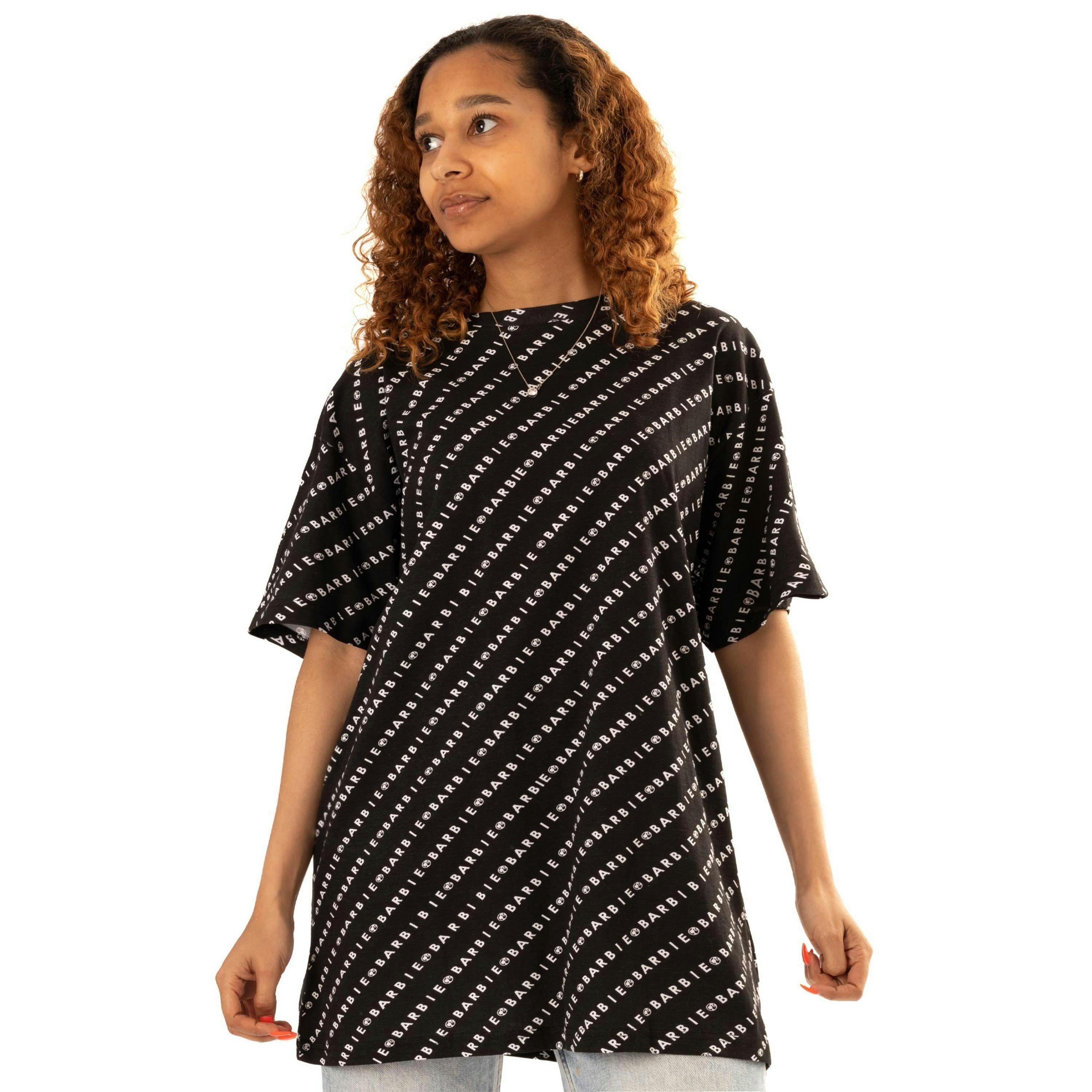 Barbie Womens Black Logo Oversized Short Sleeved T-Shirt by Vanilla Underground , view 1 of 1