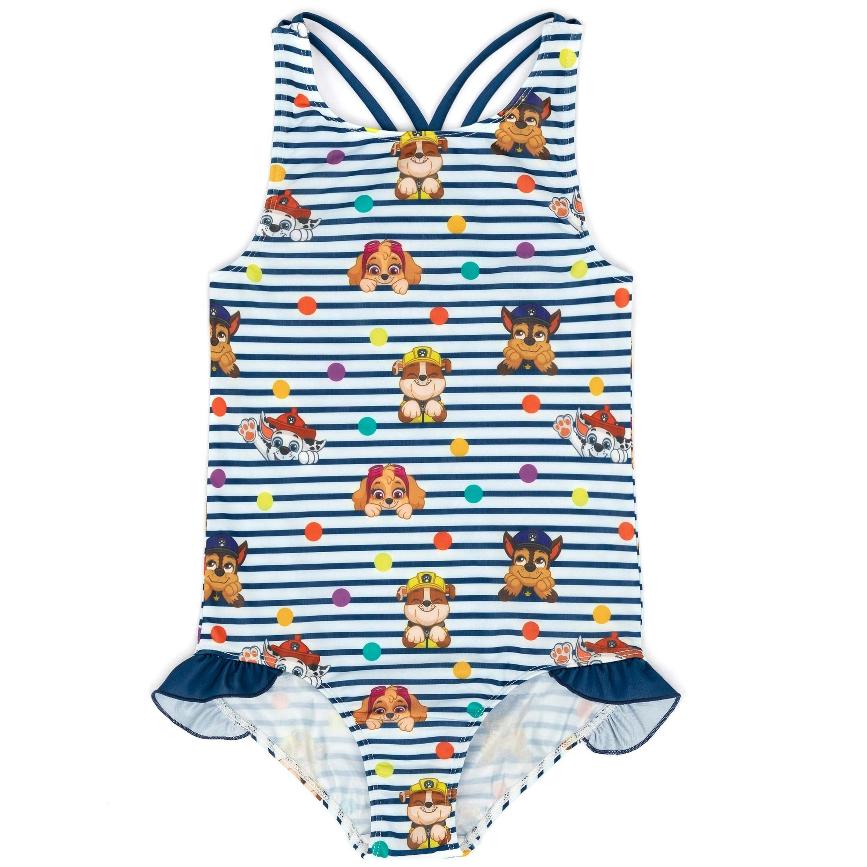 Paw Patrol Girls White Striped 1 Piece Swimming Costume by Vanilla Underground , view 1 of 1