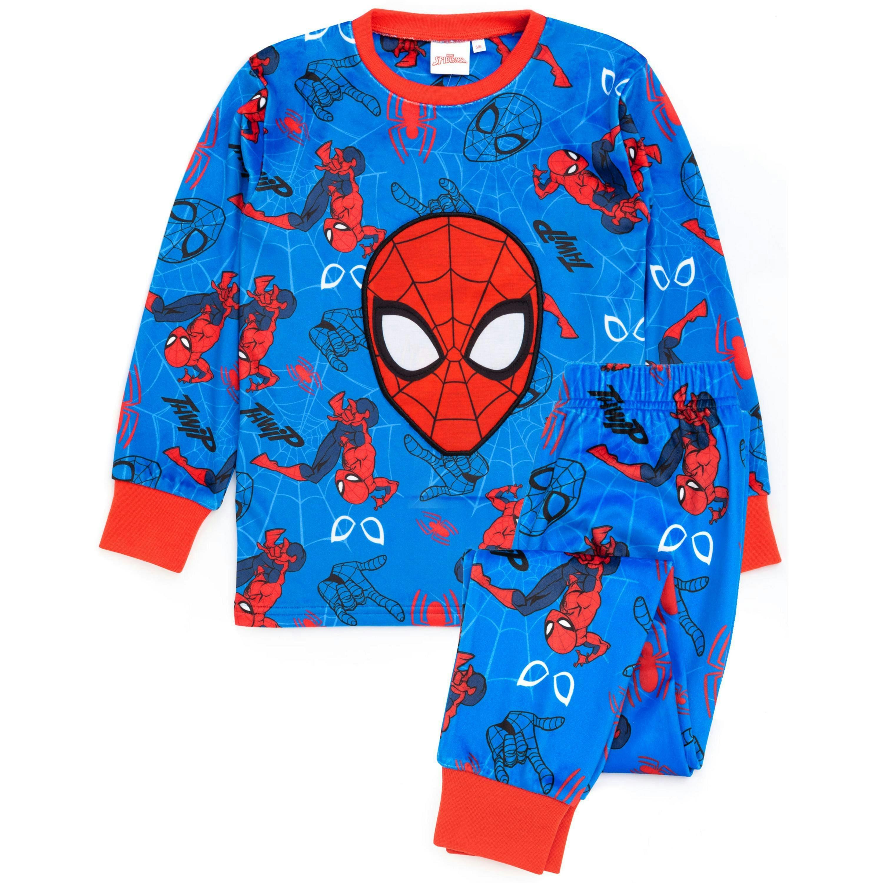 Marvel Boys Blue Spider-Man Long Sleeve Long Leg Pyjama Set by Vanilla Underground , view 1 of 1