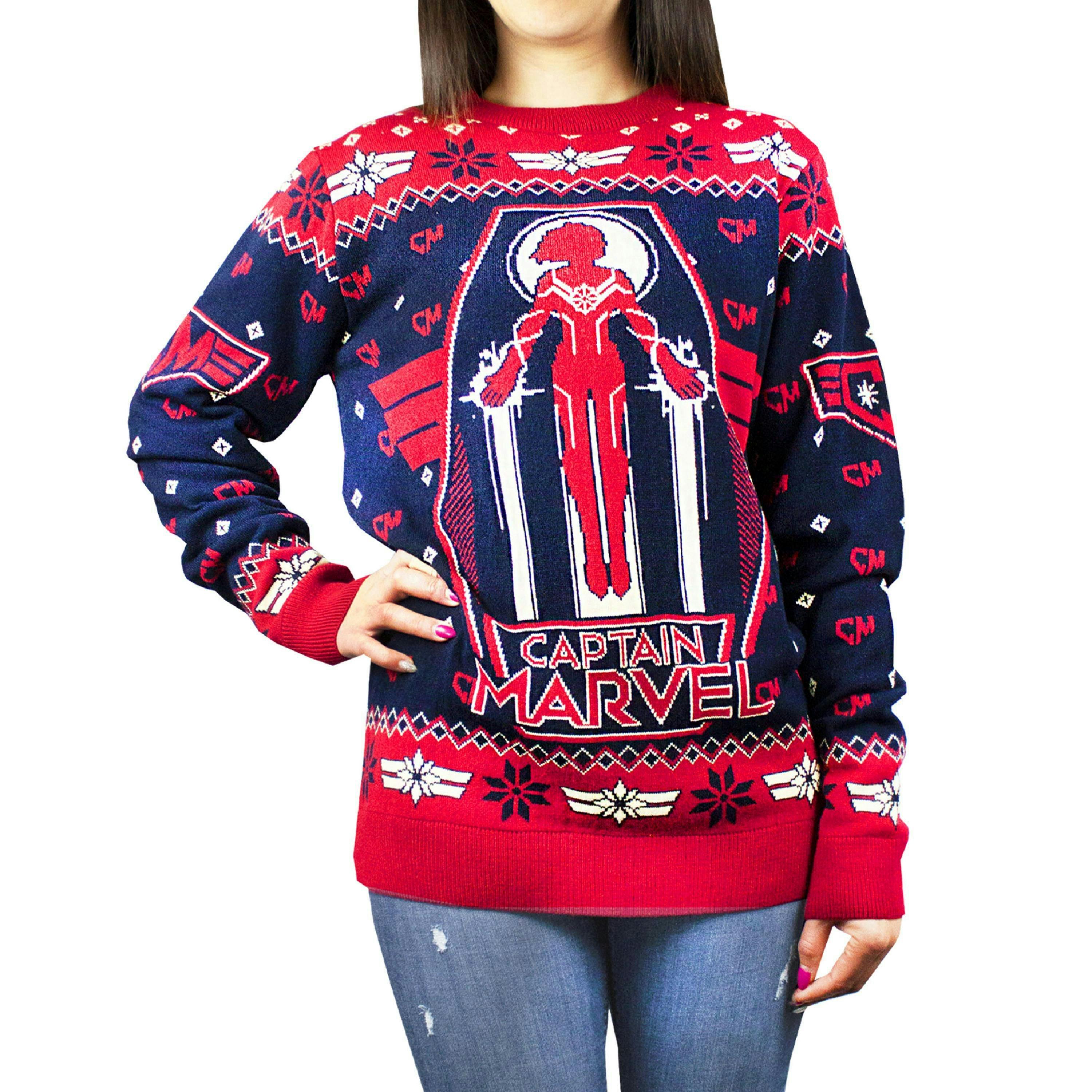 Marvel Womens Black Captain Marvel Christmas Jumper by Vanilla Underground , view 1 of 1