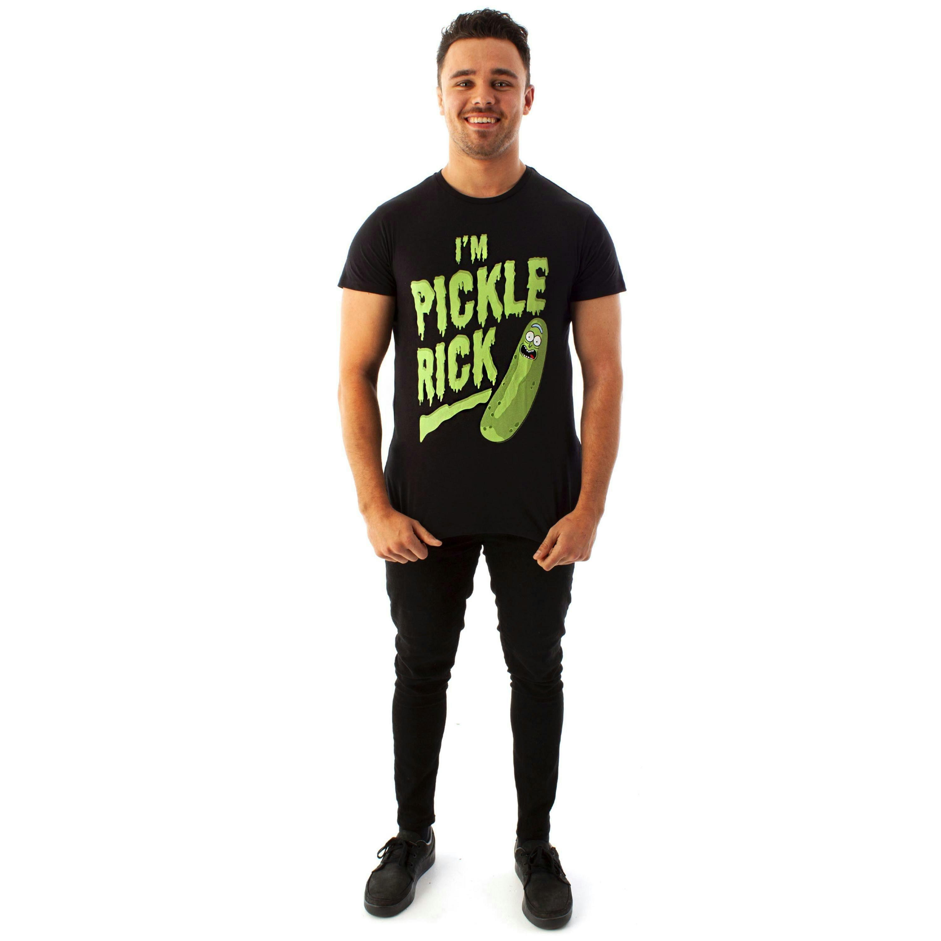 Rick And Morty Mens Black Pickle Rick Short Sleeved T-Shirt by Vanilla Underground , view 1 of 1
