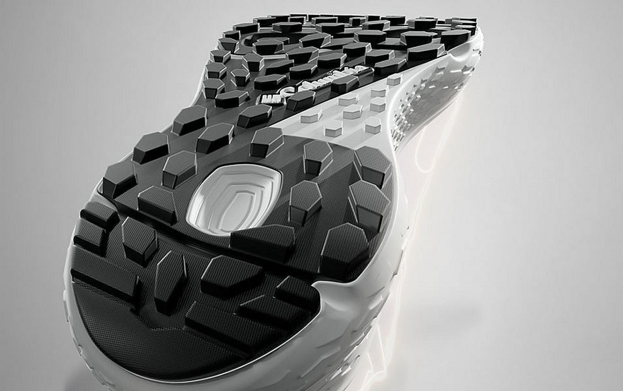 A close-up image of an outsole featuring Columbia Sportswear’s new Omni-MAX footwear system.