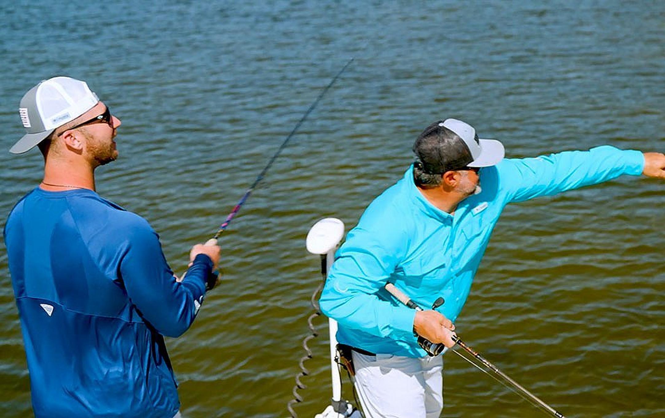 A screenshot of a Columbia Sportswear video featuring MLB player Pete Alonso and Captains for Clean Water co-founder Chris Wittman.