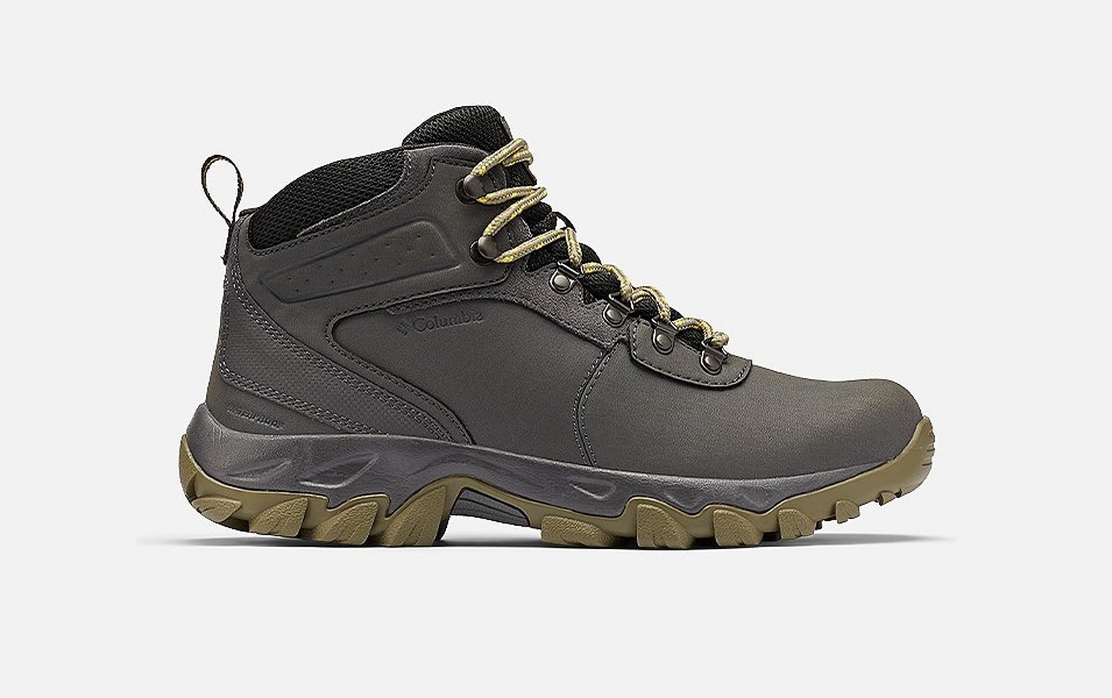 A product shot of Columbia Sportswear’s Newton Ridge Plus II waterproof hiking boot set against a white background.