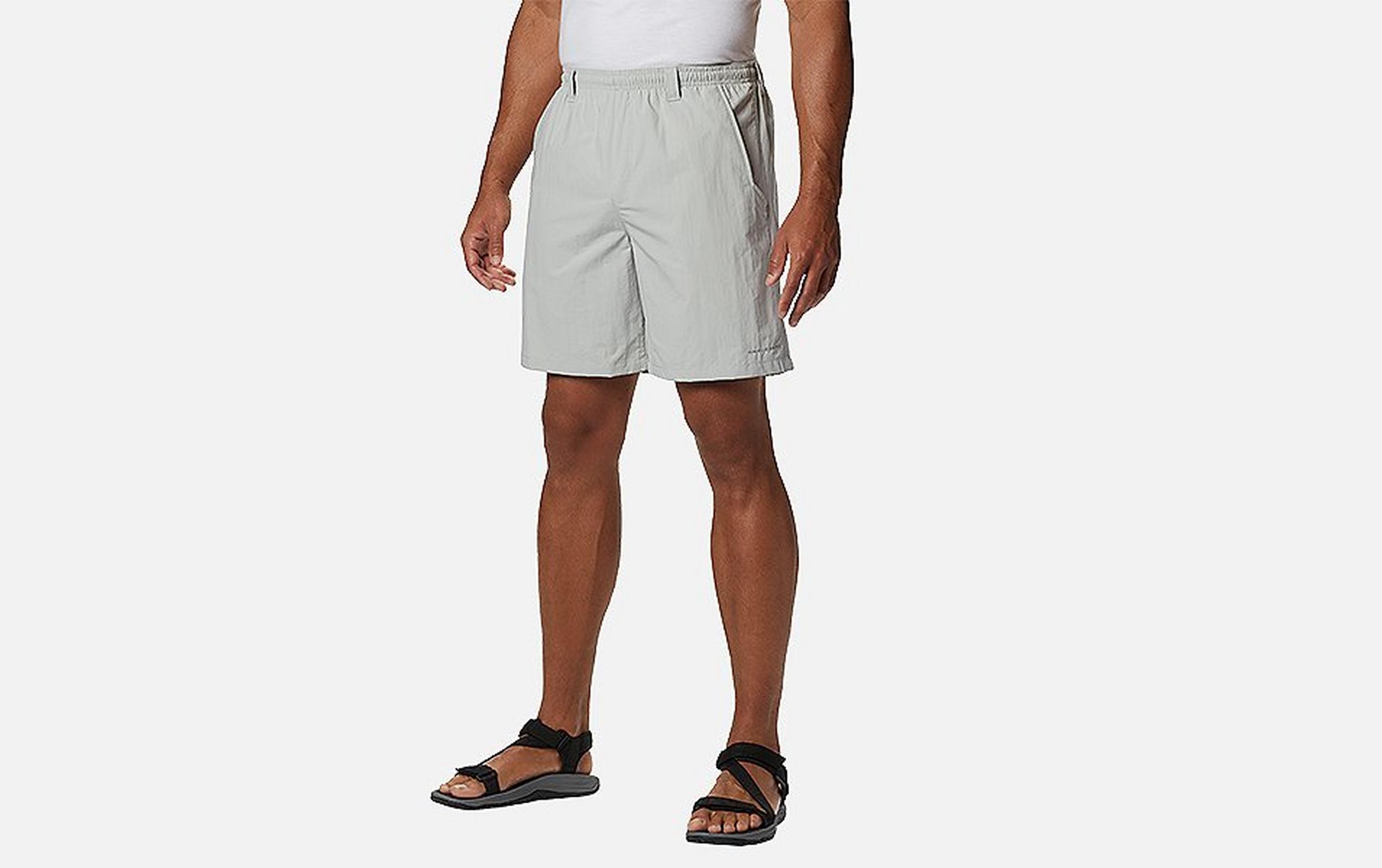 A product shot of Columbia Sportswear’s Men's PFG Backcast III water shorts set against a white background.