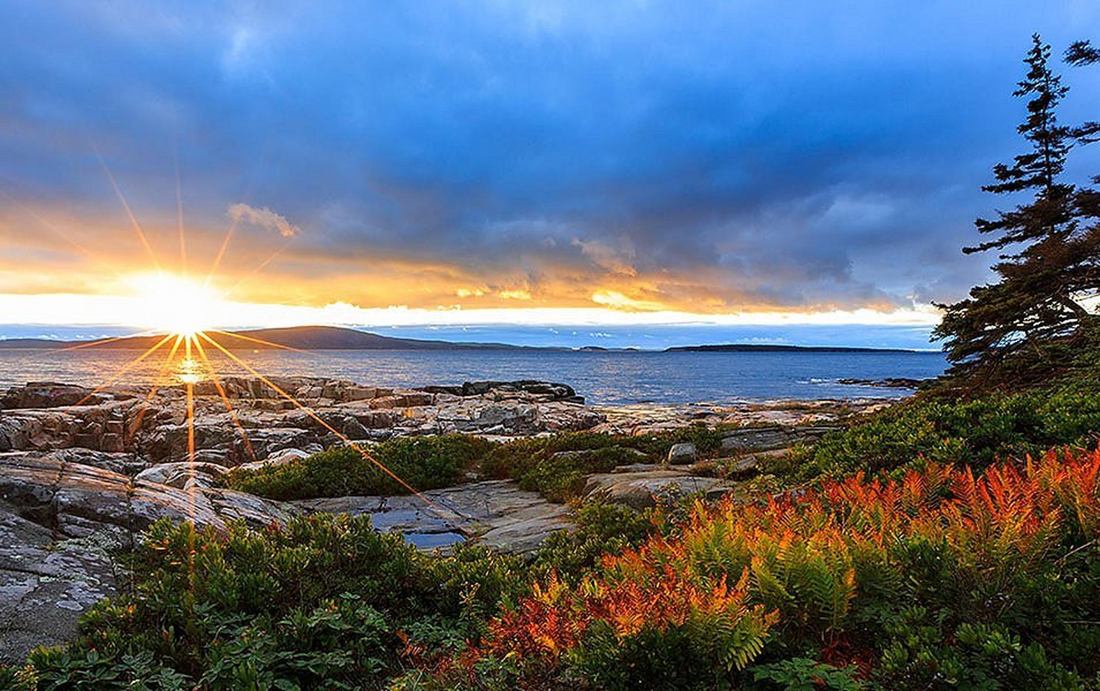 A beautiful fall coastline is pictured at Acadia National Park in Maine.