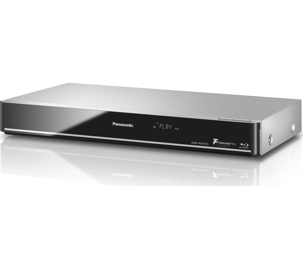 PANASONIC DMR-PWT655EB Smart 3D Blu-ray & DVD Player with Freeview Play Recorder - 1 TB HDD, Silver/