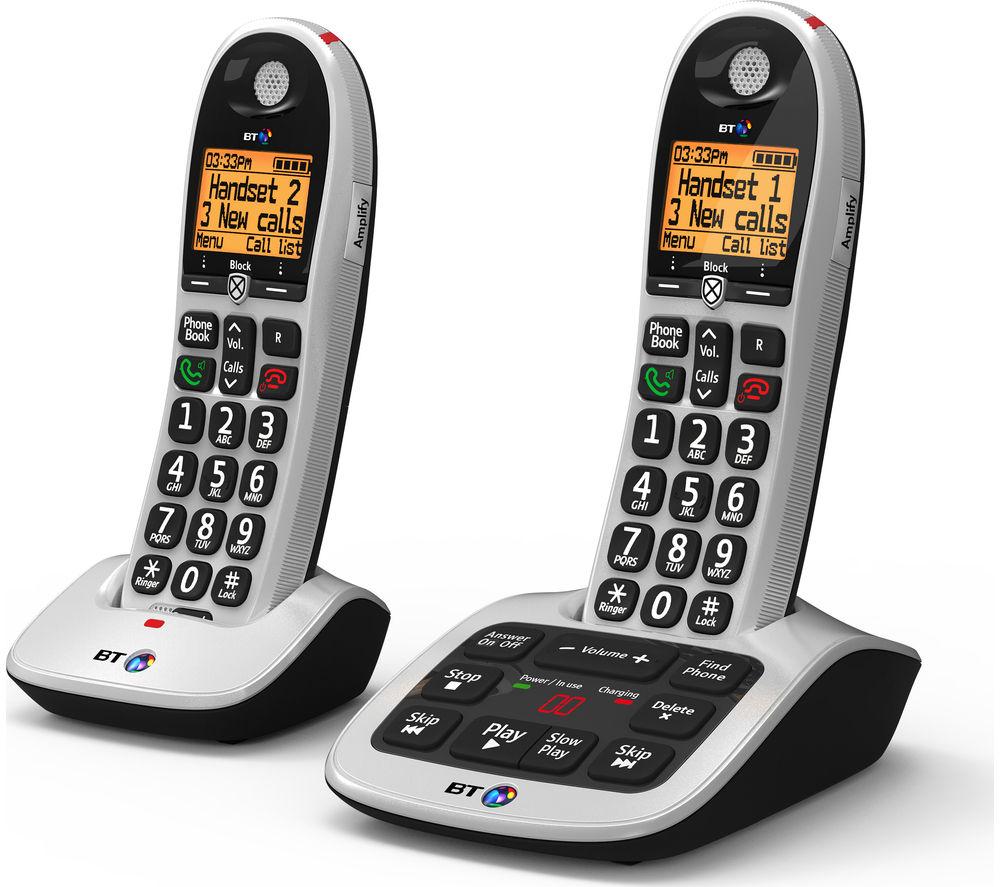 BT 4600 Cordless Phone with Answering Machine - Twin Handsets, Silver, Silver/Grey