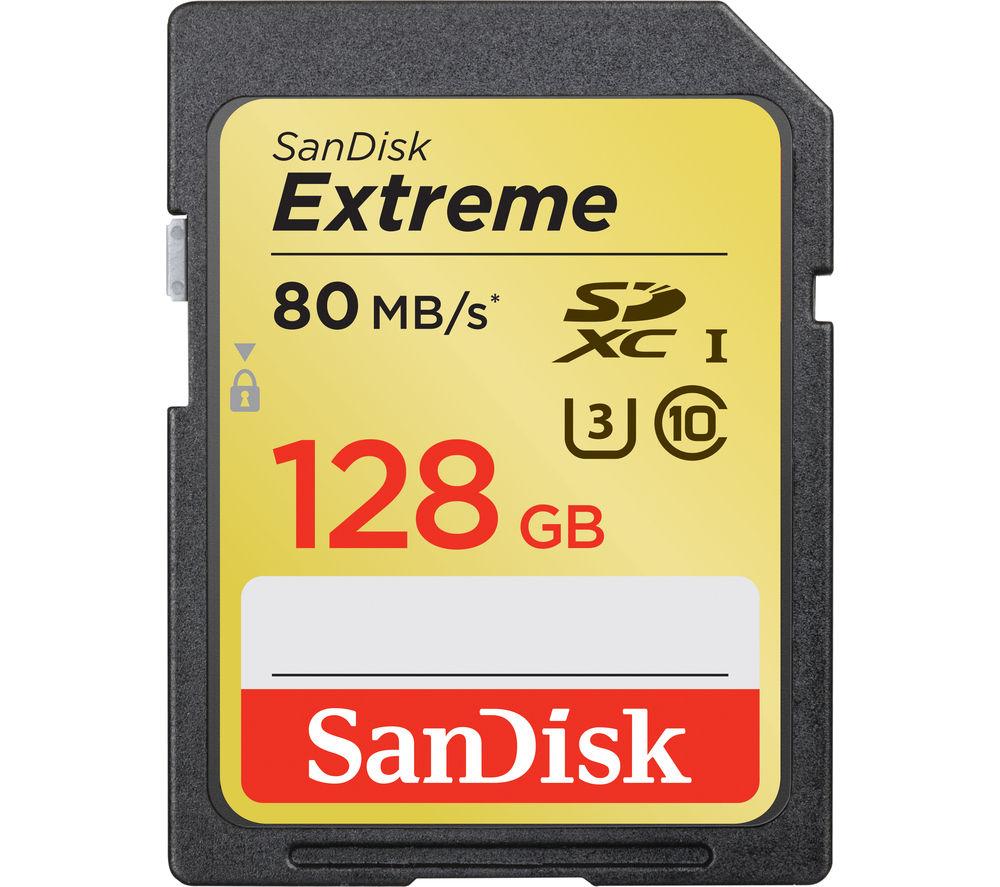 SANDISK Extreme Plus Class 10 SDXC Memory Card - 128 GB