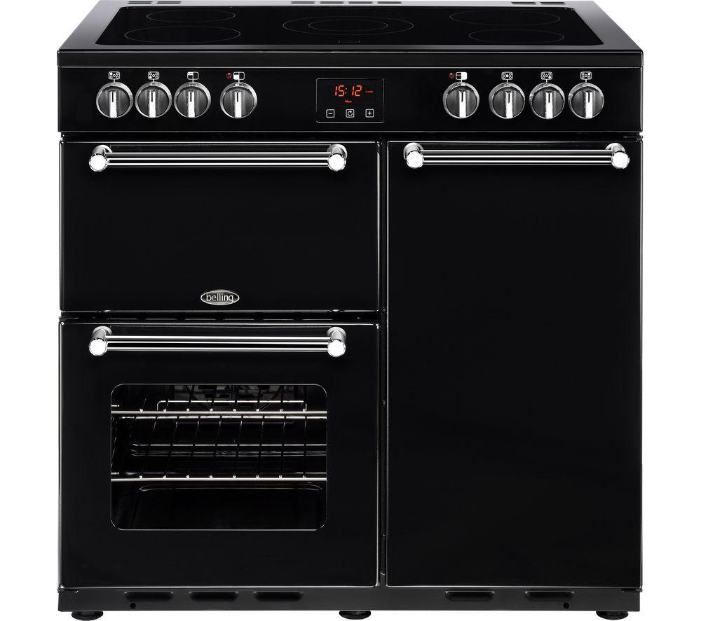 BELLING Kensington 90E Electric Ceramic Range Cooker - Black & Chrome, Black