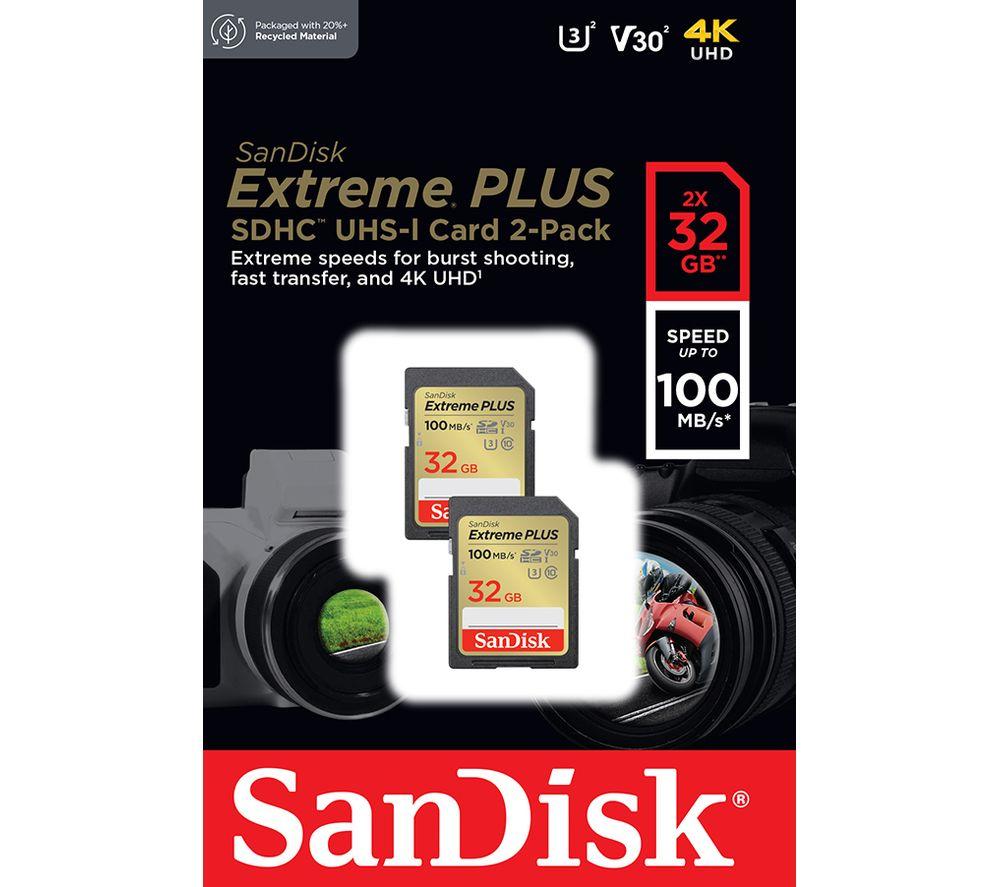 SANDISK Extreme Plus Ultra Performance Class 10 SDHC Memory Card - 32 GB, Twin Pack
