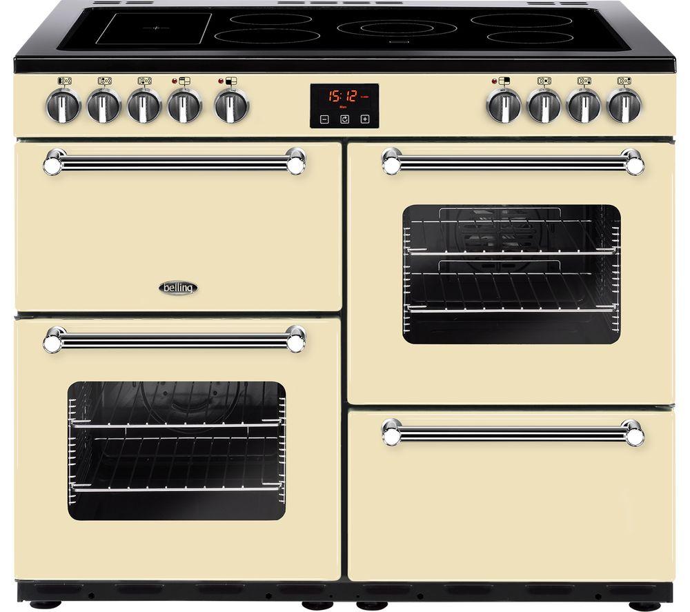 BELLING Kensington 100E Electric Ceramic Range Cooker - Cream & Chrome, Cream