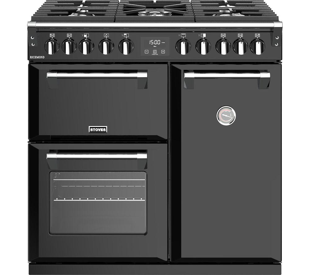 STOVES Richmond S900DF CC 90 cm Dual Fuel Range Cooker - Black, Black