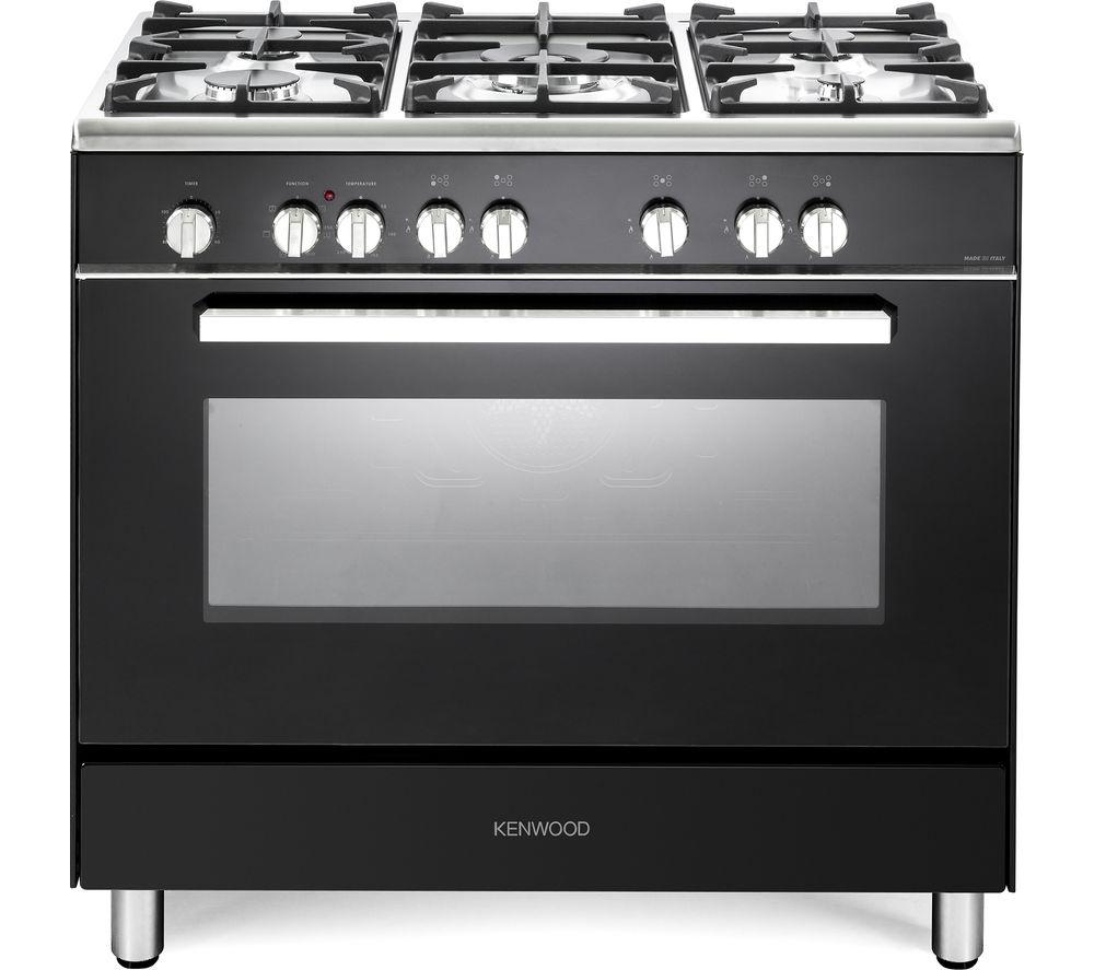 KENWOOD CK306 90 cm Dual Fuel Range Cooker - Black & Chrome, Black