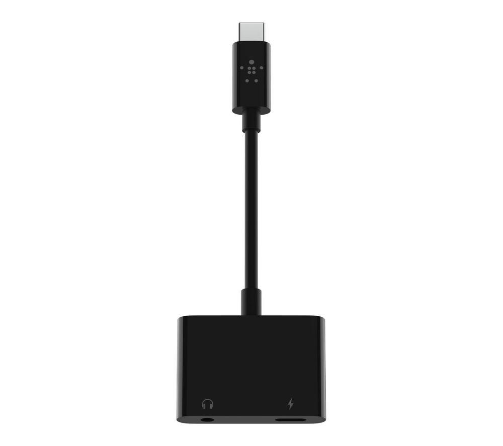 BELKIN F7U080btBLK Dual USB-C Aux and Charge Adapter