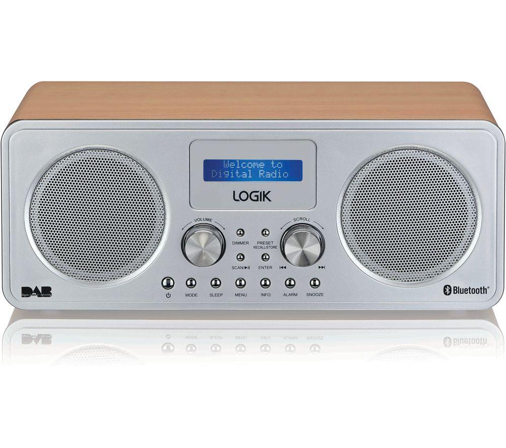 LOGIK L75DAB20 Portable DAB/FM Bluetooth Radio - Silver & Wood